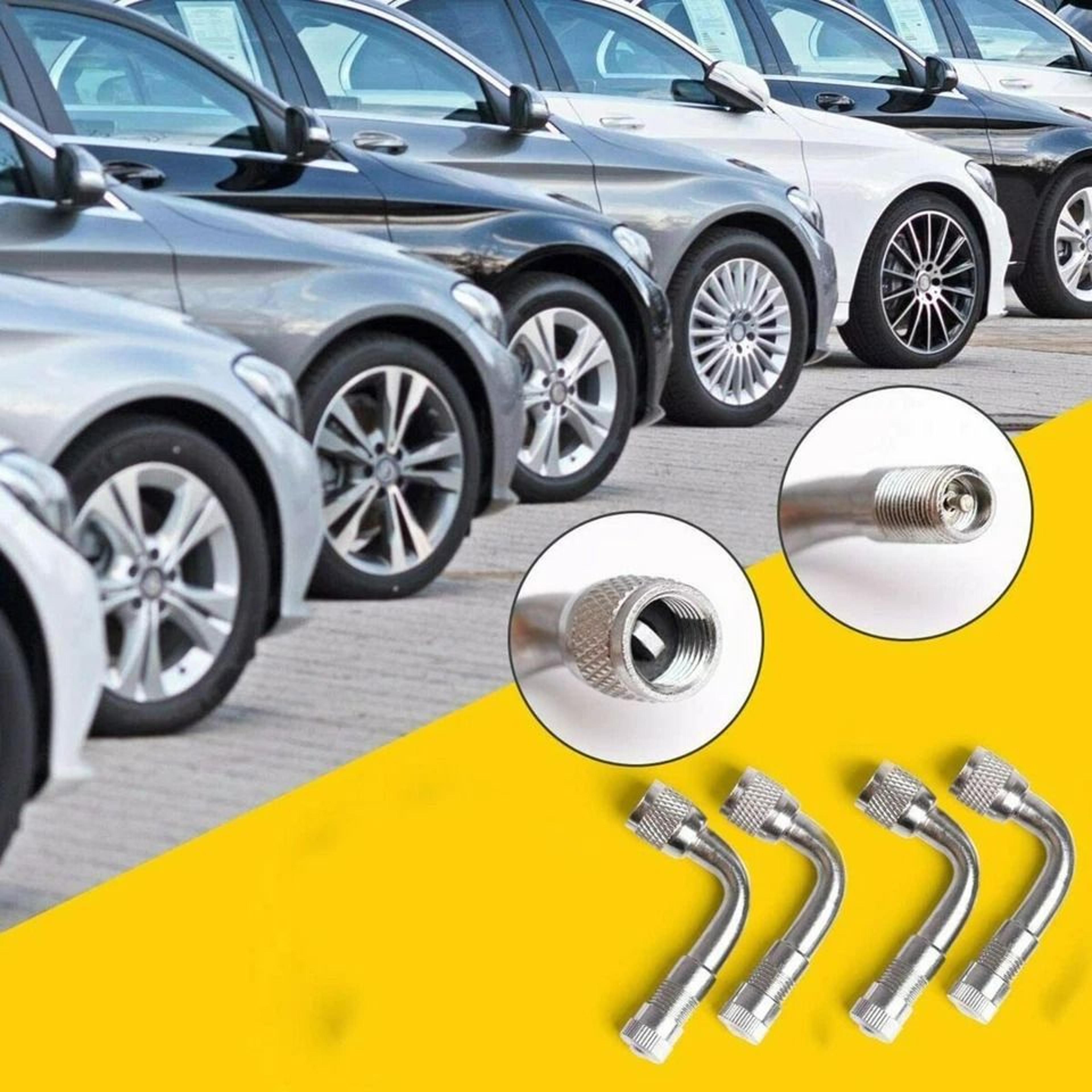 angle adaptor air tire valve extension, degree motorcycle and car stem extender, durable with metal dust cap