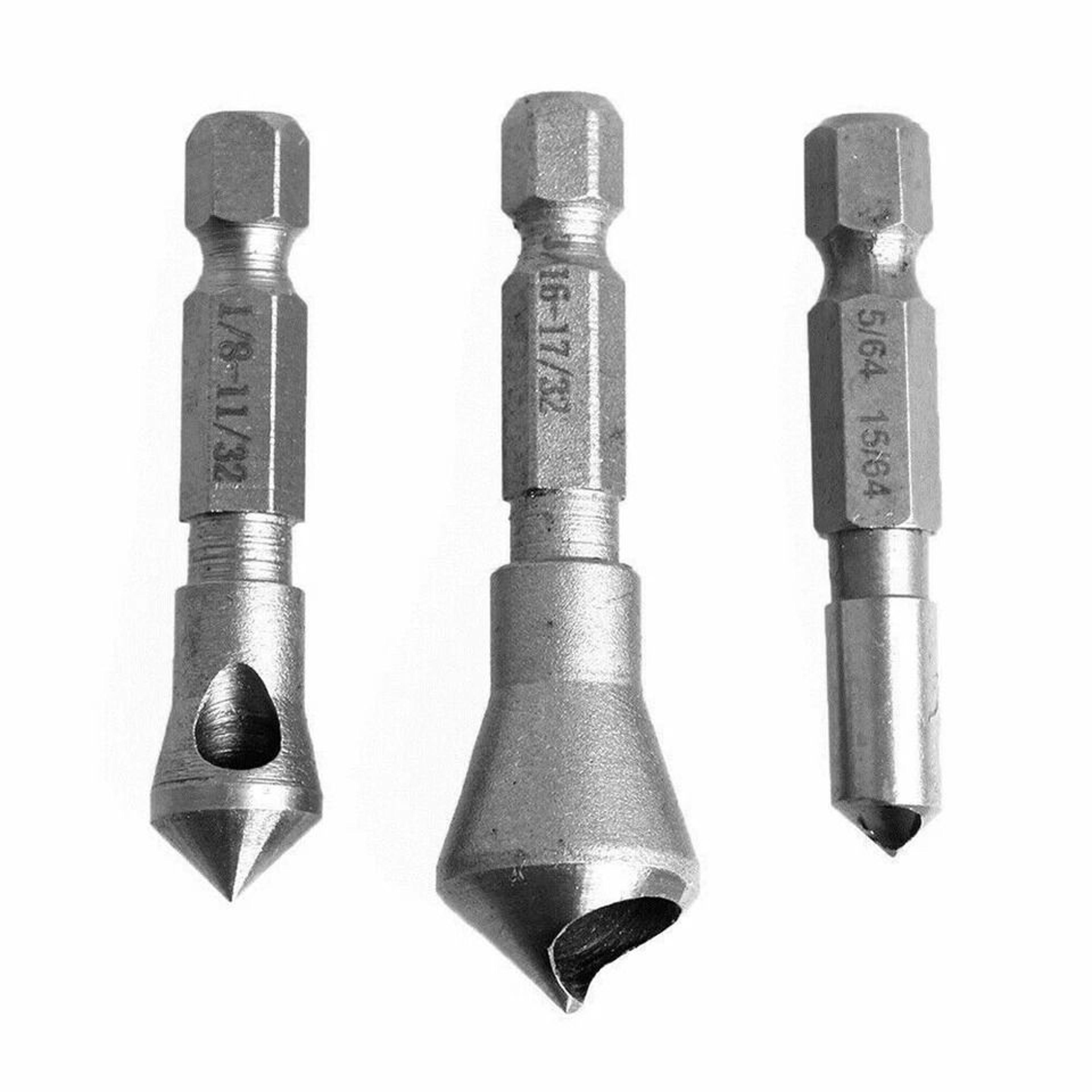 countersink deburring drill bits, cutting metal & wood kit, chamfer tool for woodworking and metalworking applications