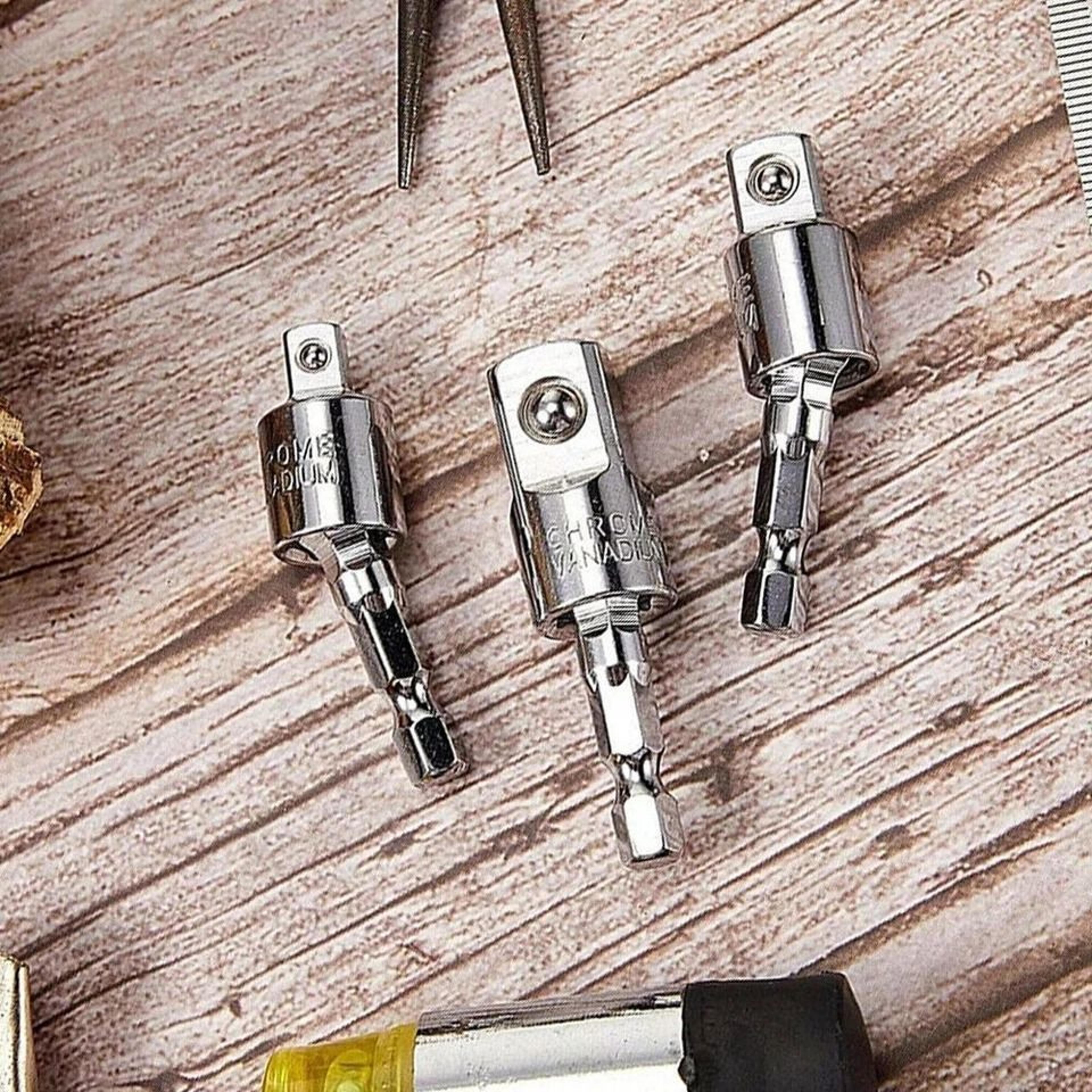 hex shank to impact driver drill universal socket adapter set, crv steel power drill conversion tool kit