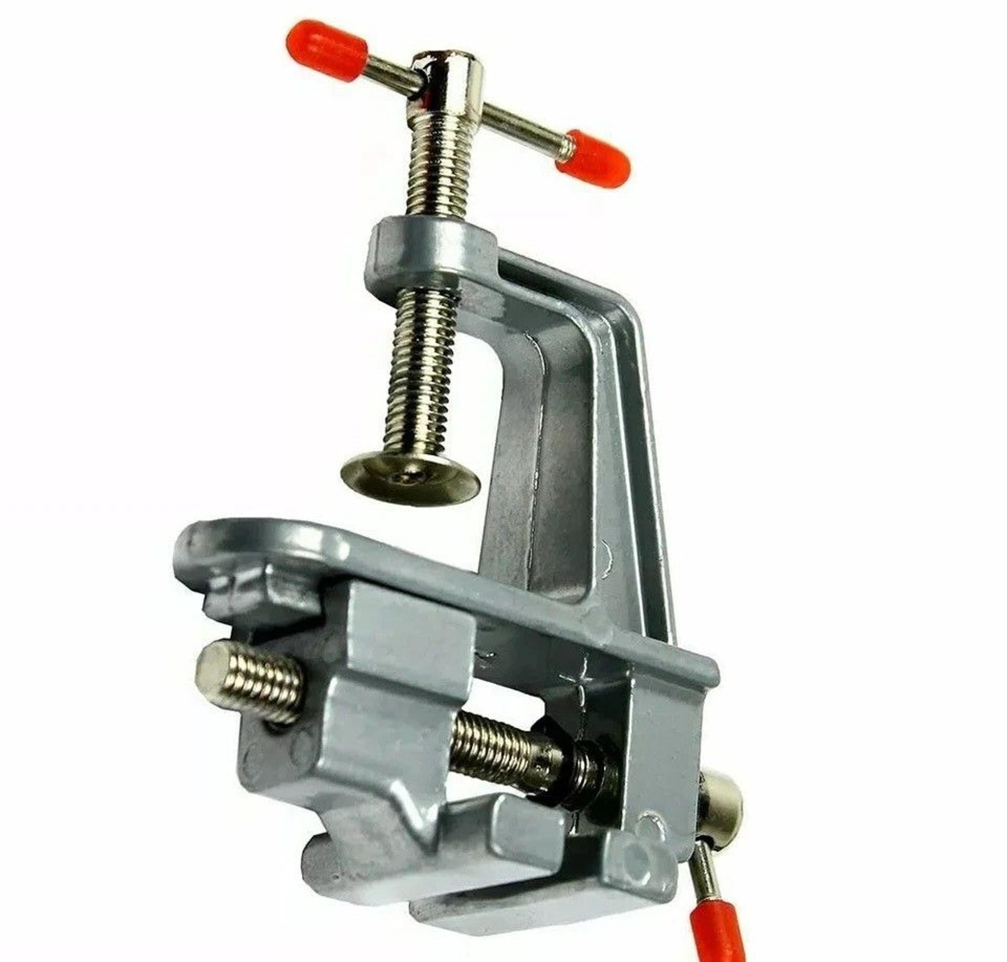 small miniature vise, aluminum bench tool vice, clamp on table for hobby, jewelry, and model work