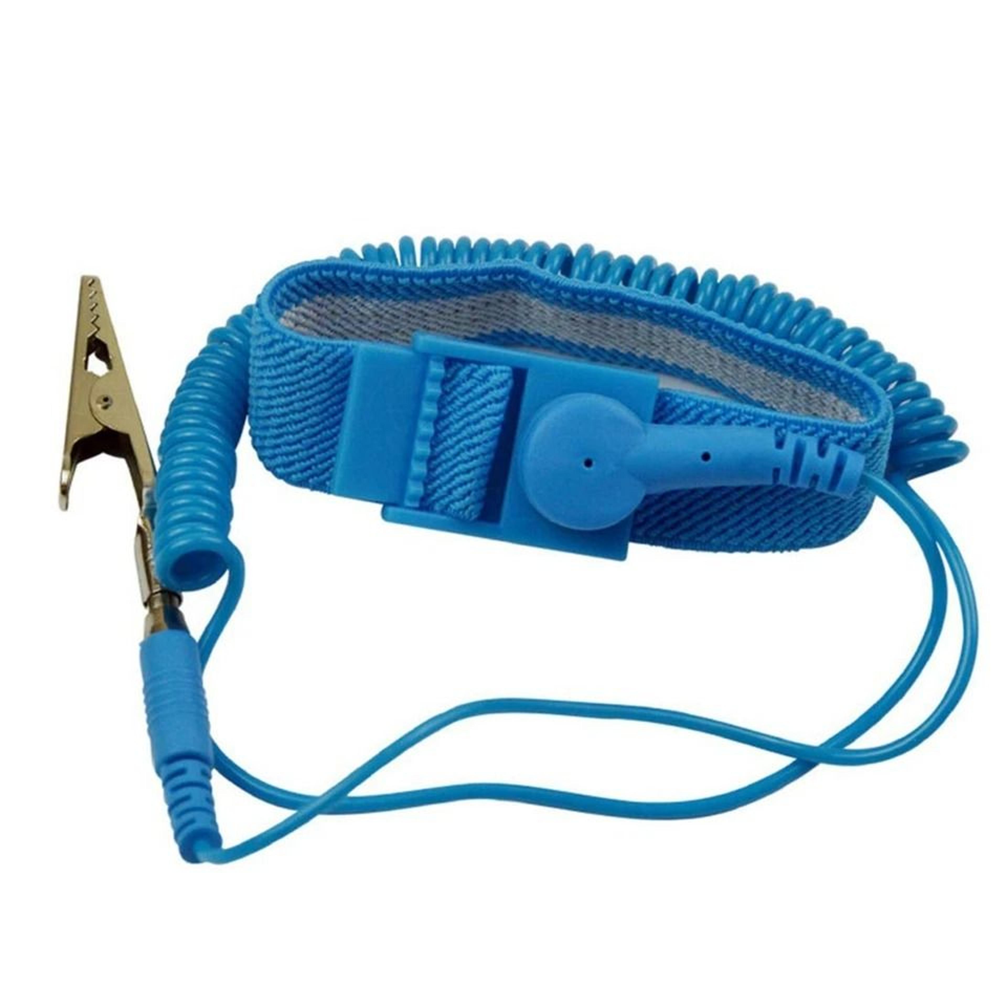 blue esd anti-static wrist band, grounding strap, prevents static build up for sensitive equipment