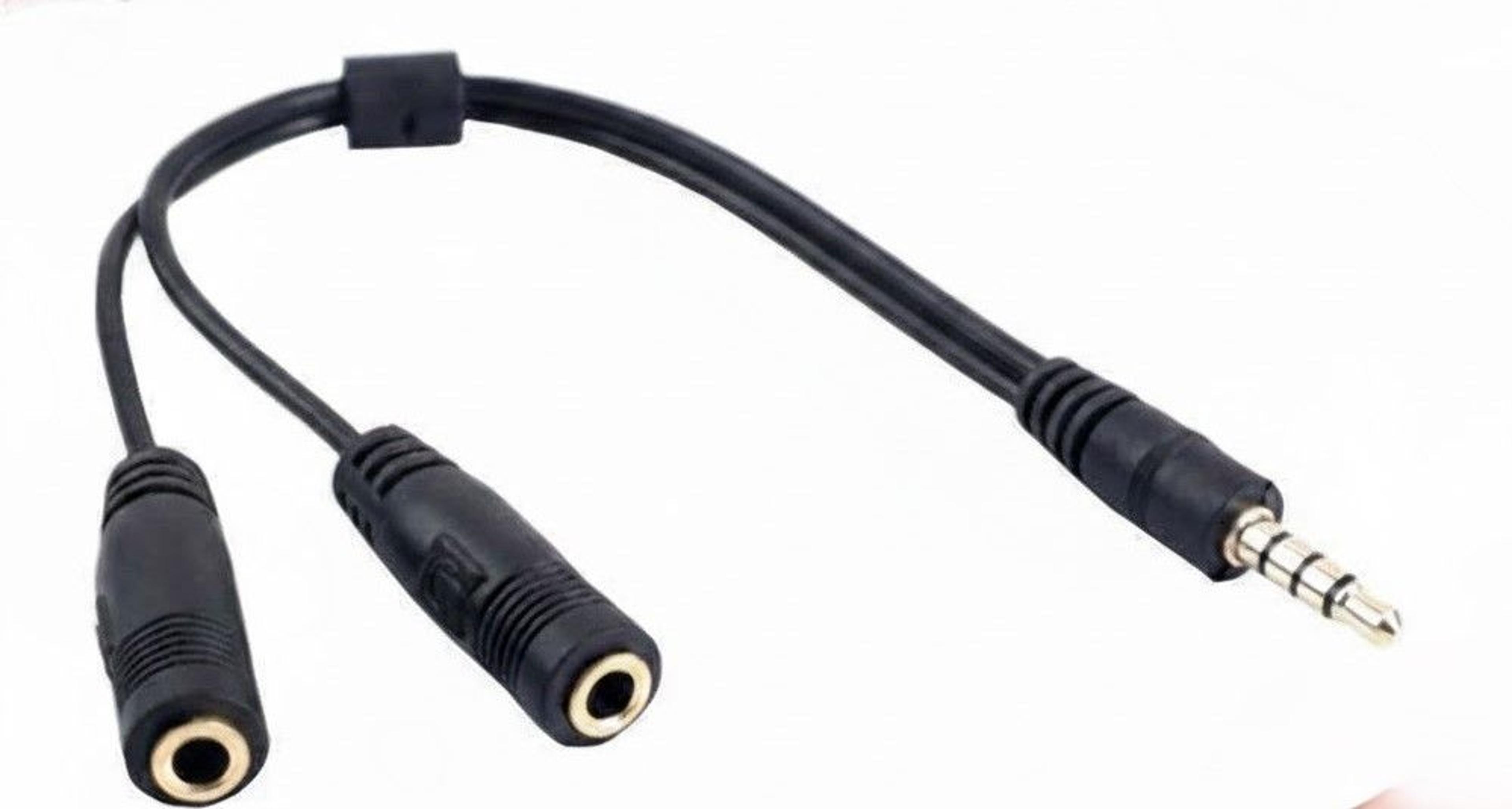 black audio y splitter headphone cable, male to female gold plated, laptop pc audio splitter