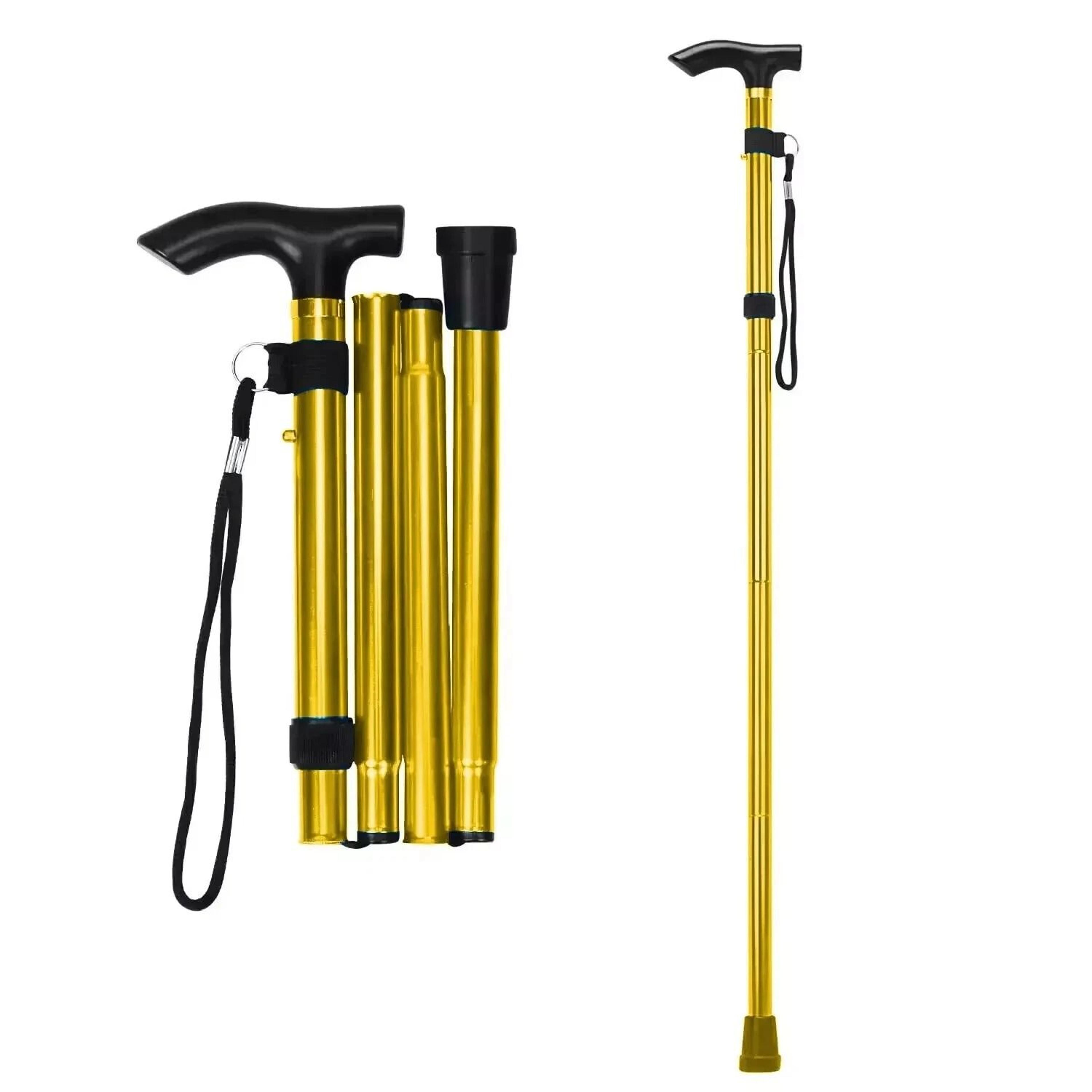 adjustable folding cane walking stick, aluminum collapsible, travel hiking stick, portable walking aid