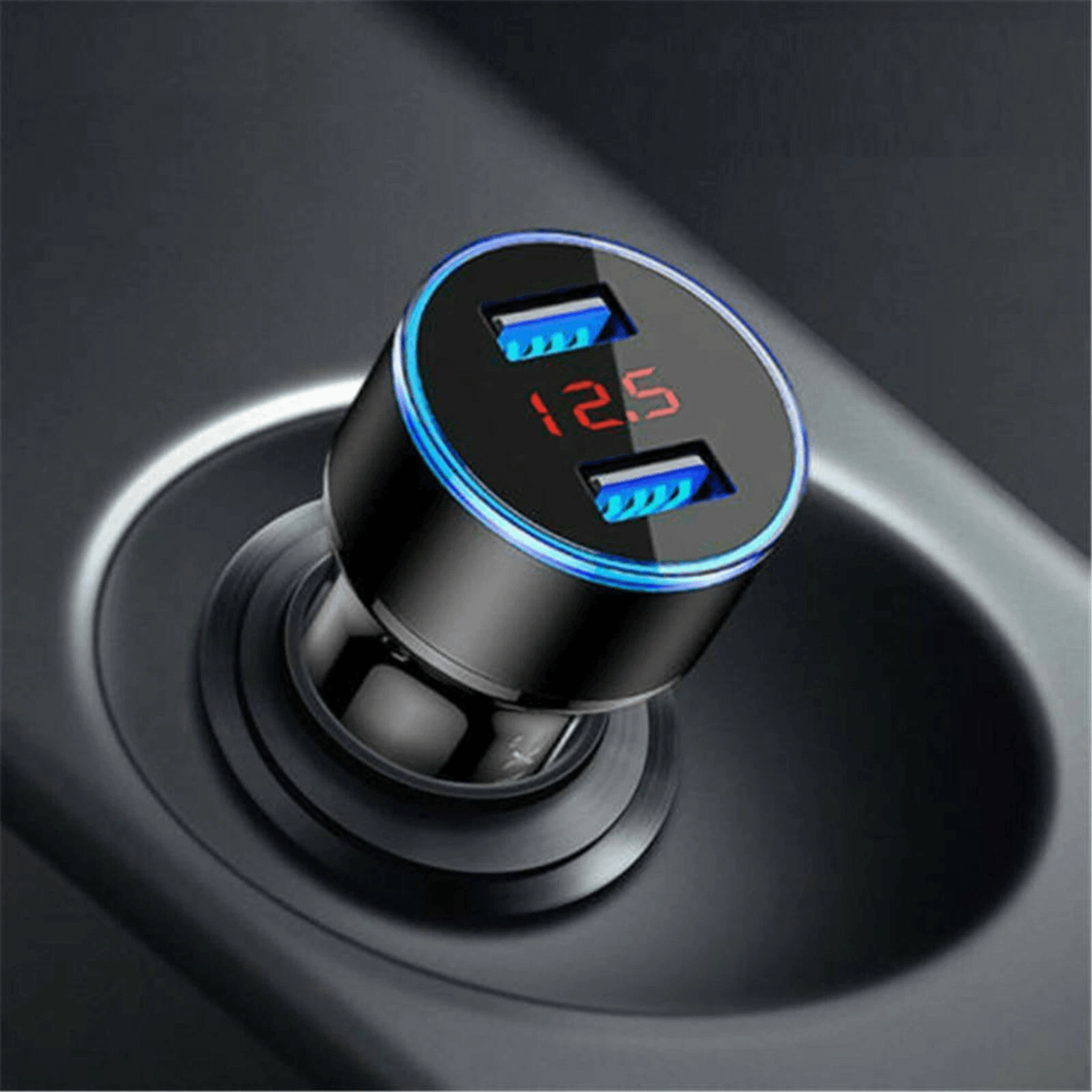 digital led voltmeter usb car charger, dual ports cigarette lighter adapter, fast charging