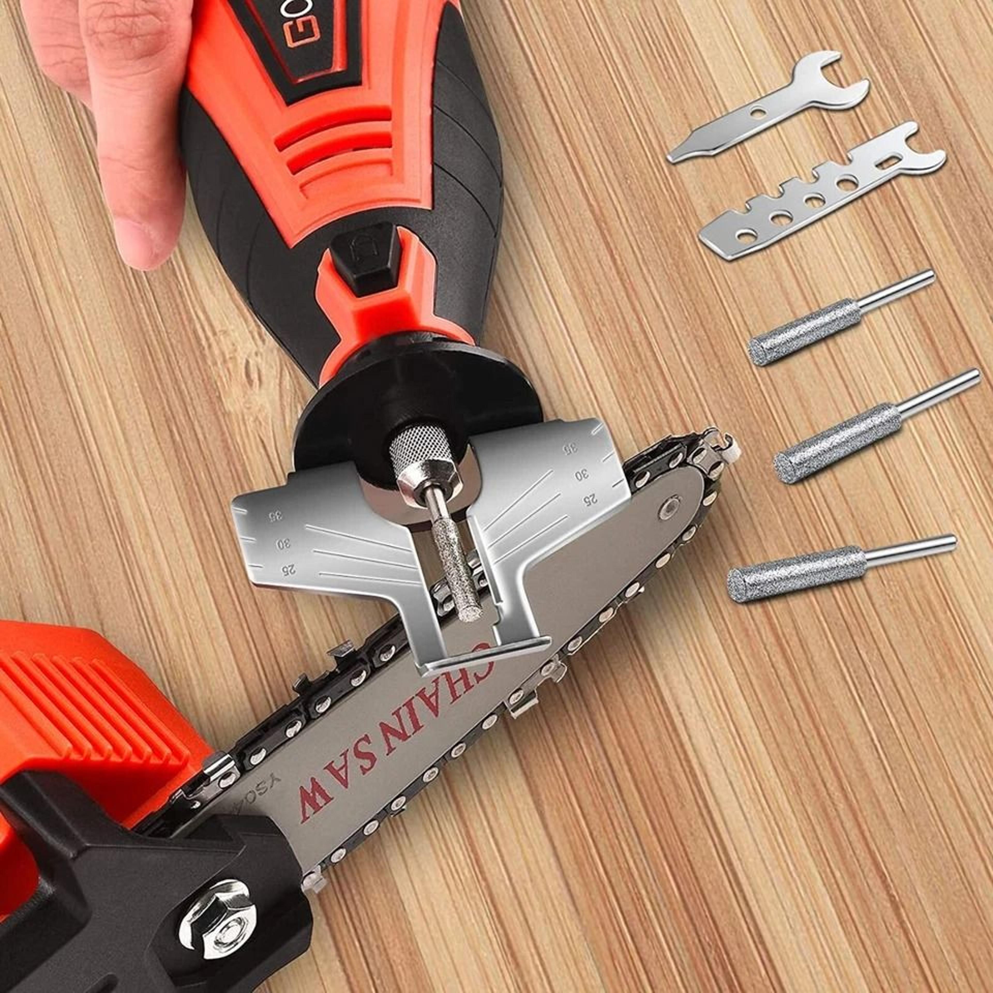 electric grinder chainsaw sharpener, grinder file tool attachment, forged steel sharpening accessory for chainsaw