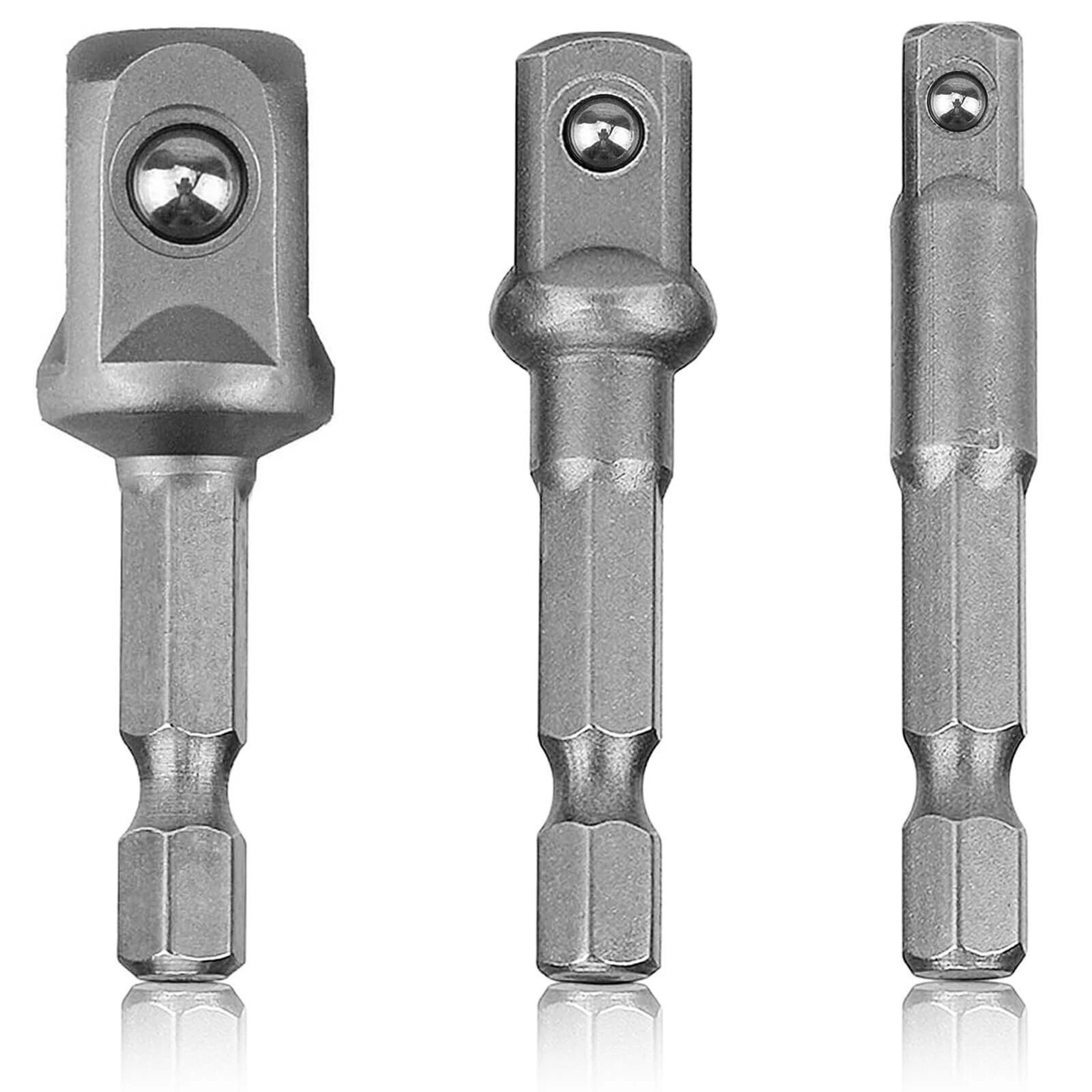 socket adapter/extension set, impact grade, convert power drill into high-speed nut driver
