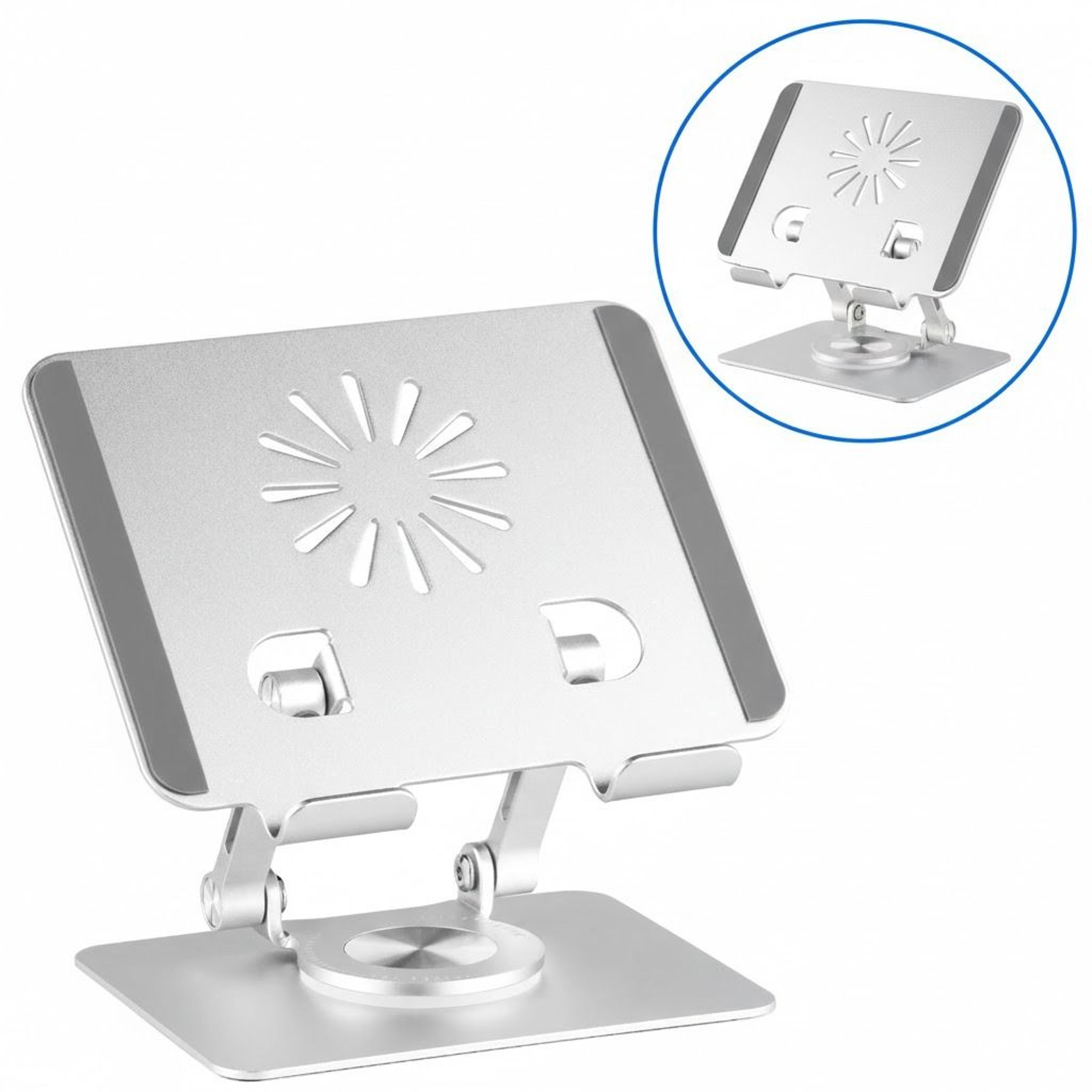 rotatable tablet stand, adjustable aluminum holder for ipad, smartphone, iphone, compatible with tablets
