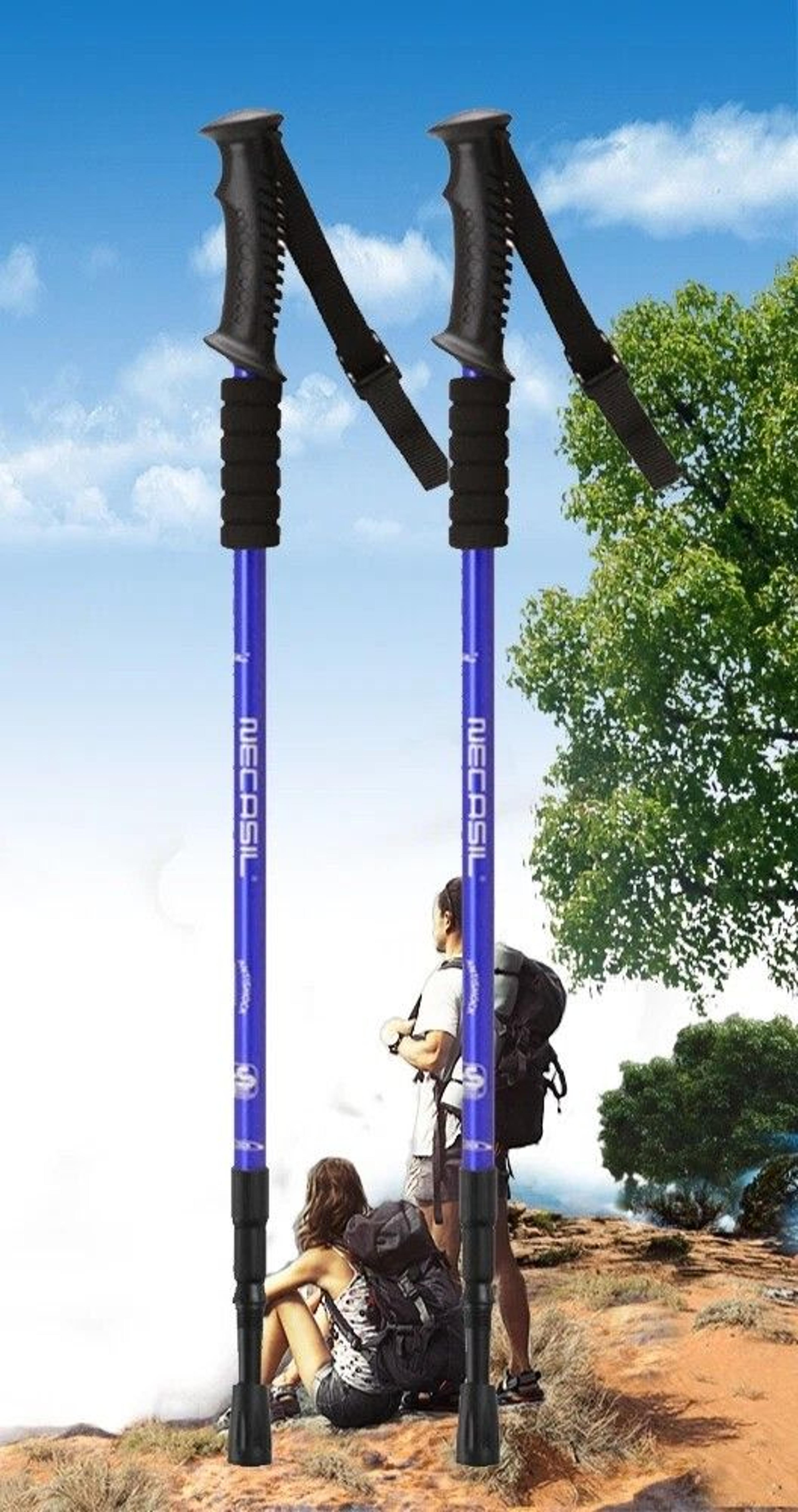 walking sticks anti-shock, pair trekking hiking poles, collapsible alpenstock grip for hiking, backpacking & camping