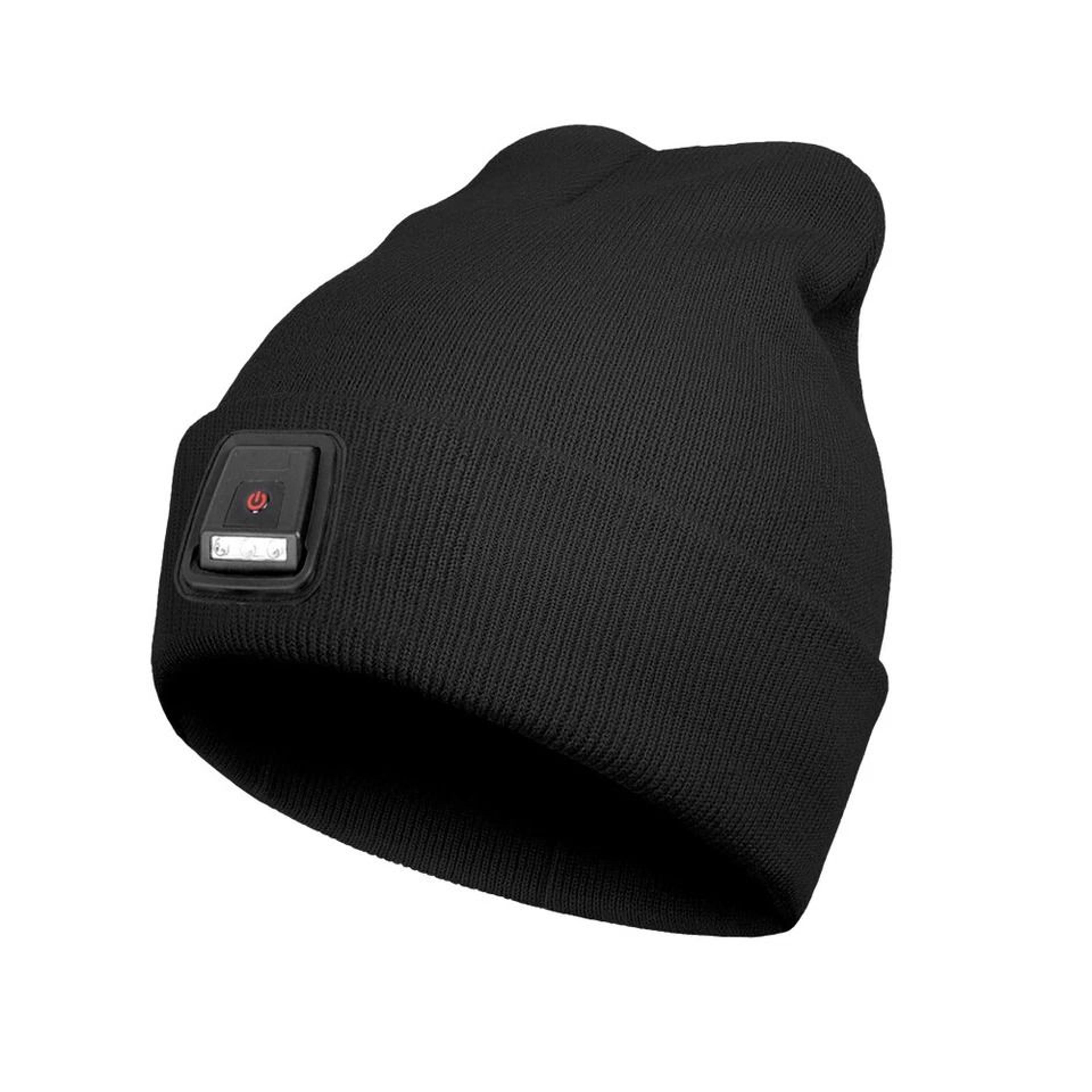 led light beanie hat, unisex warm winter knit cap with usb rechargeable headlamp, hands-free lighting for men, women
