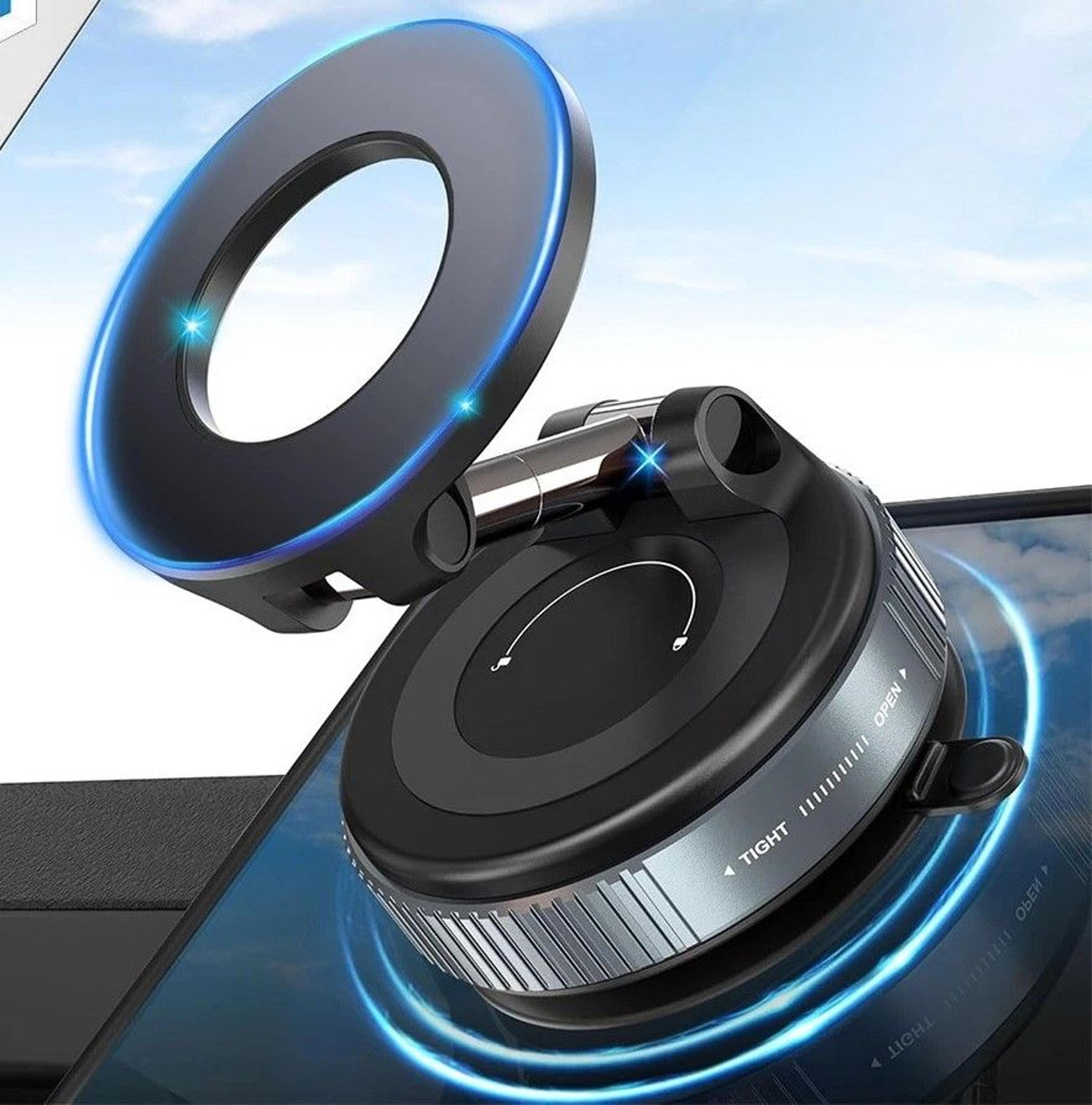 universal vacuum magnetic phone holder, foldable car mount, strong suction cup, adjustable for iphone, gps