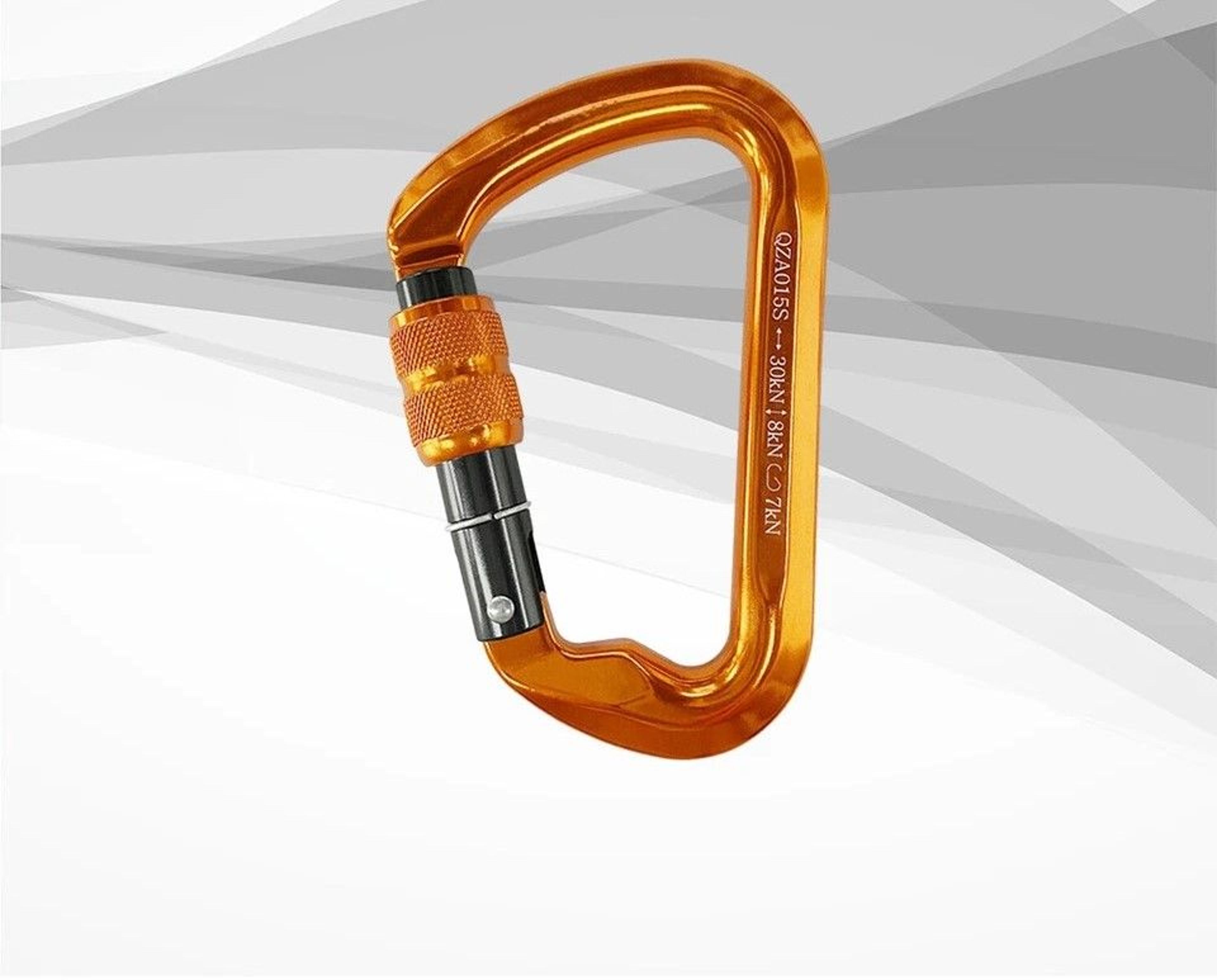 durable aluminum screw locking carabiner, heavy duty hook key chain for climbing, hiking, camping