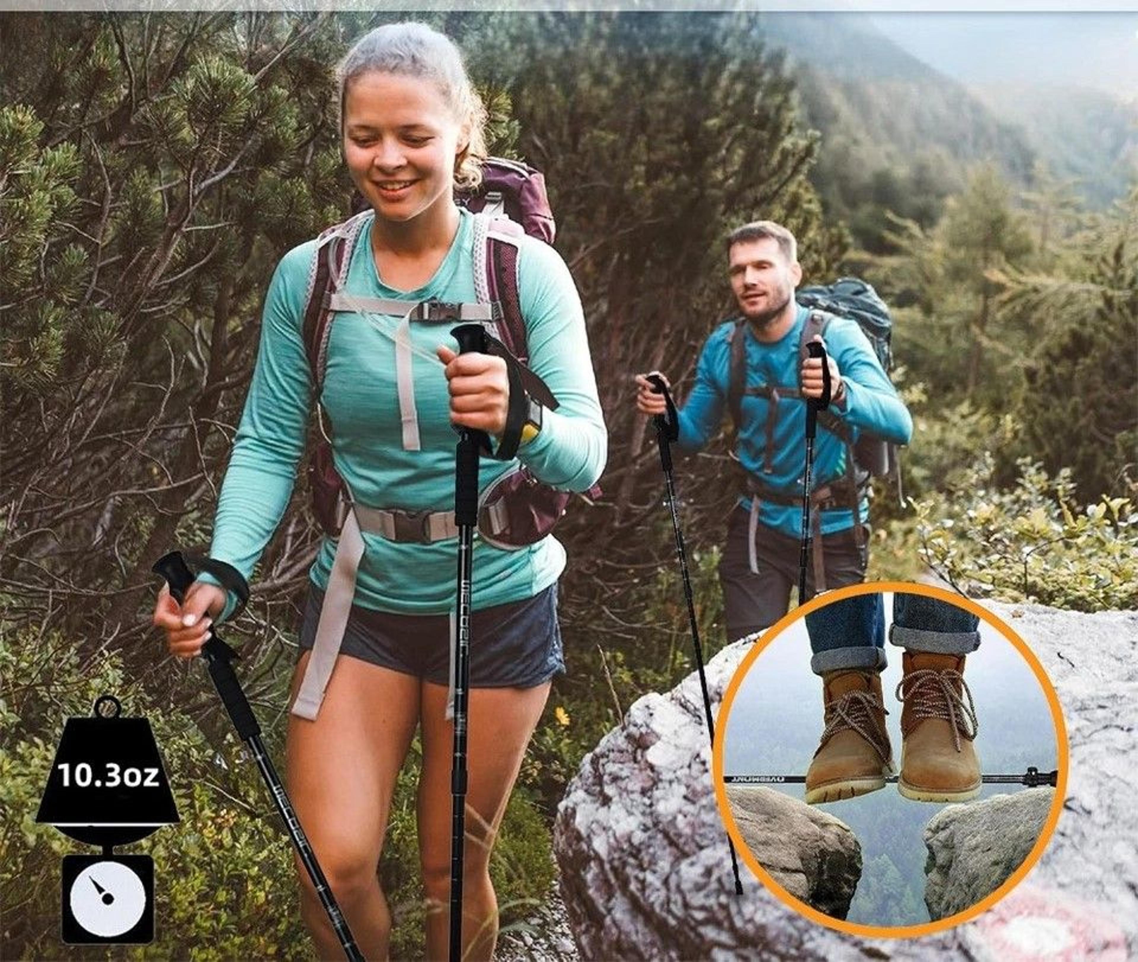 collapsible hiking poles, adjustable trekking sticks, anti-shock nordic alpenstock, lightweight, comfortable