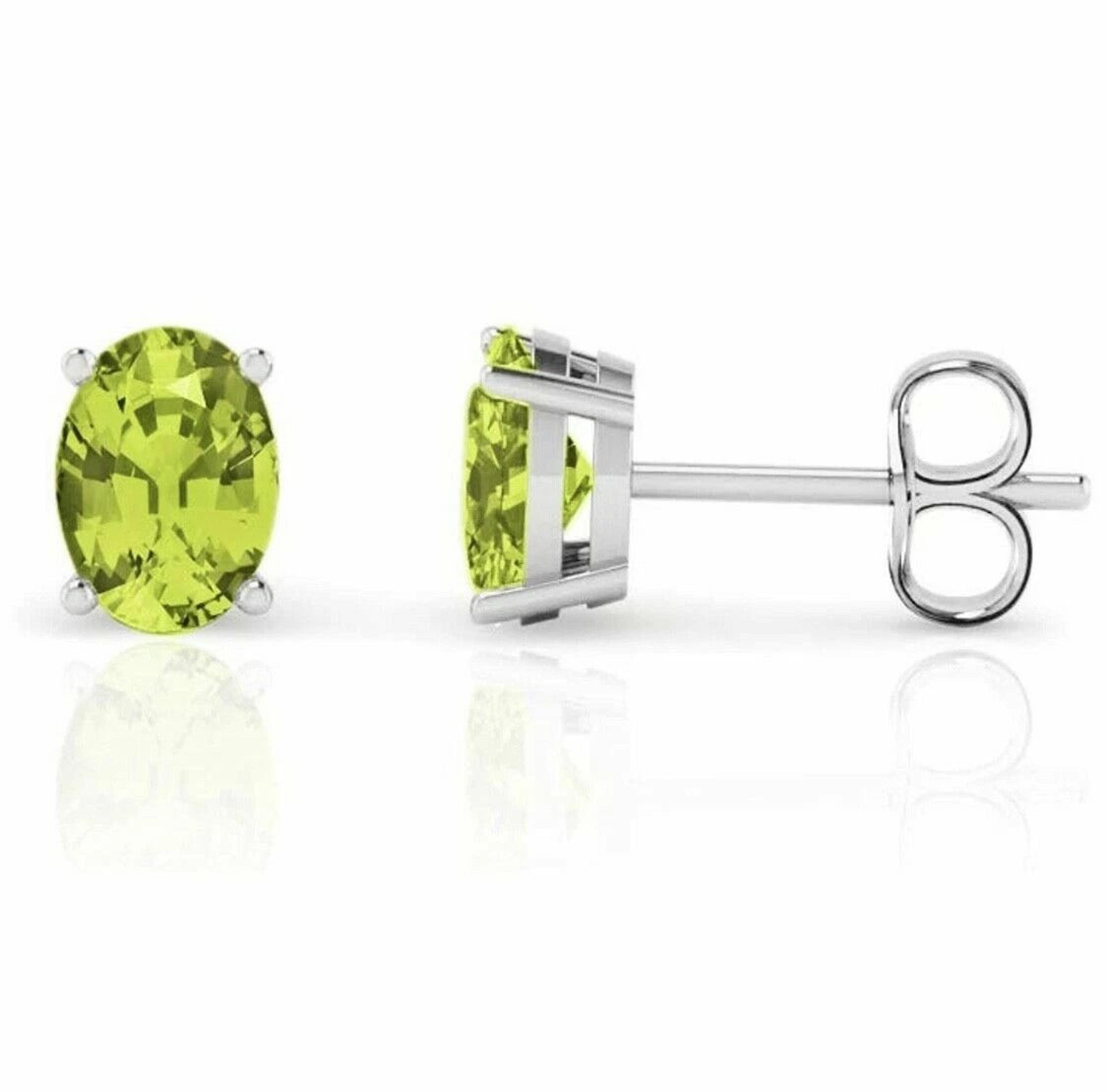 blue fire opal stud earrings for women, solid sterling silver round peridot oval cut earrings