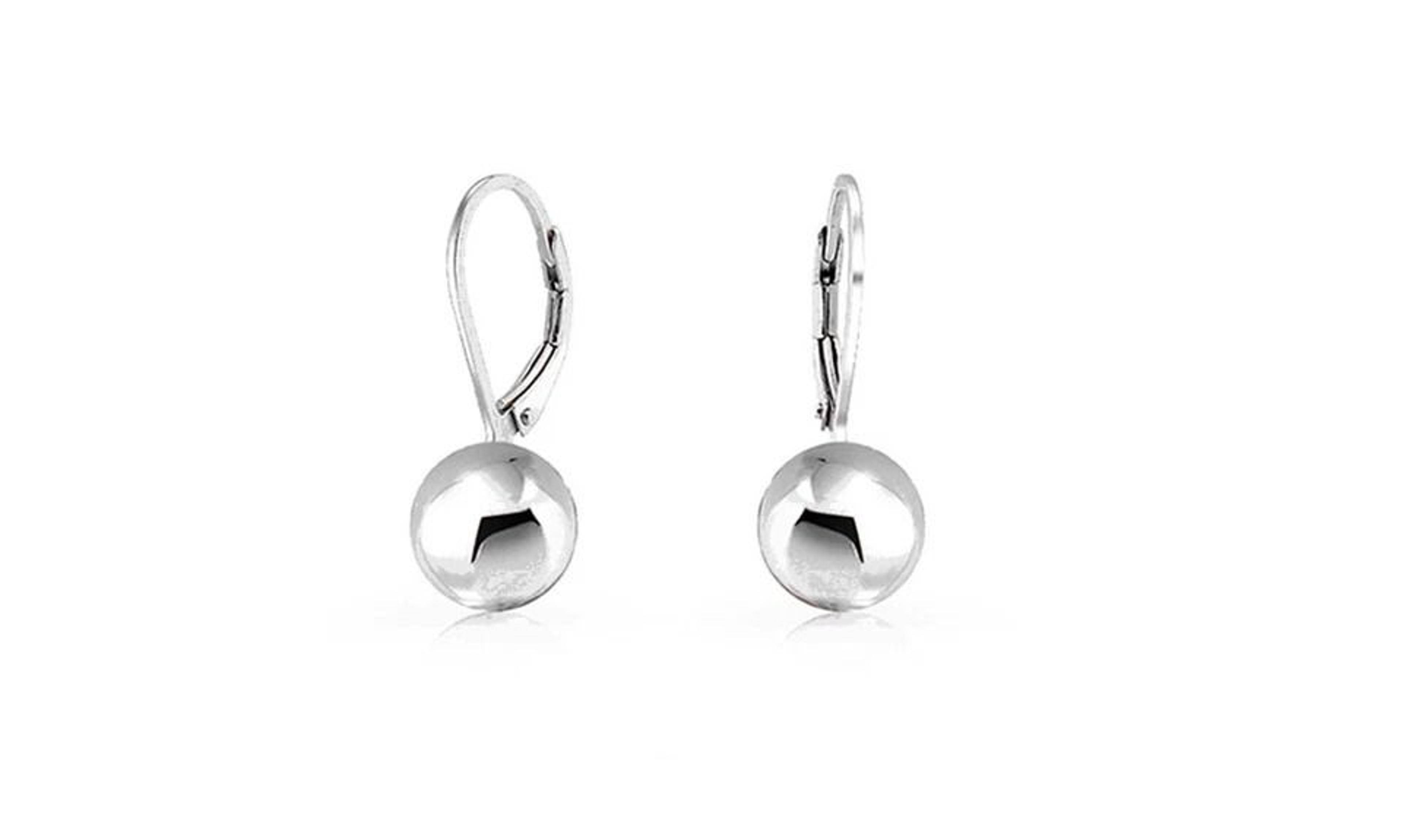 sterling silver leverback ball earrings, drop & dangle, gold/rose gold plated