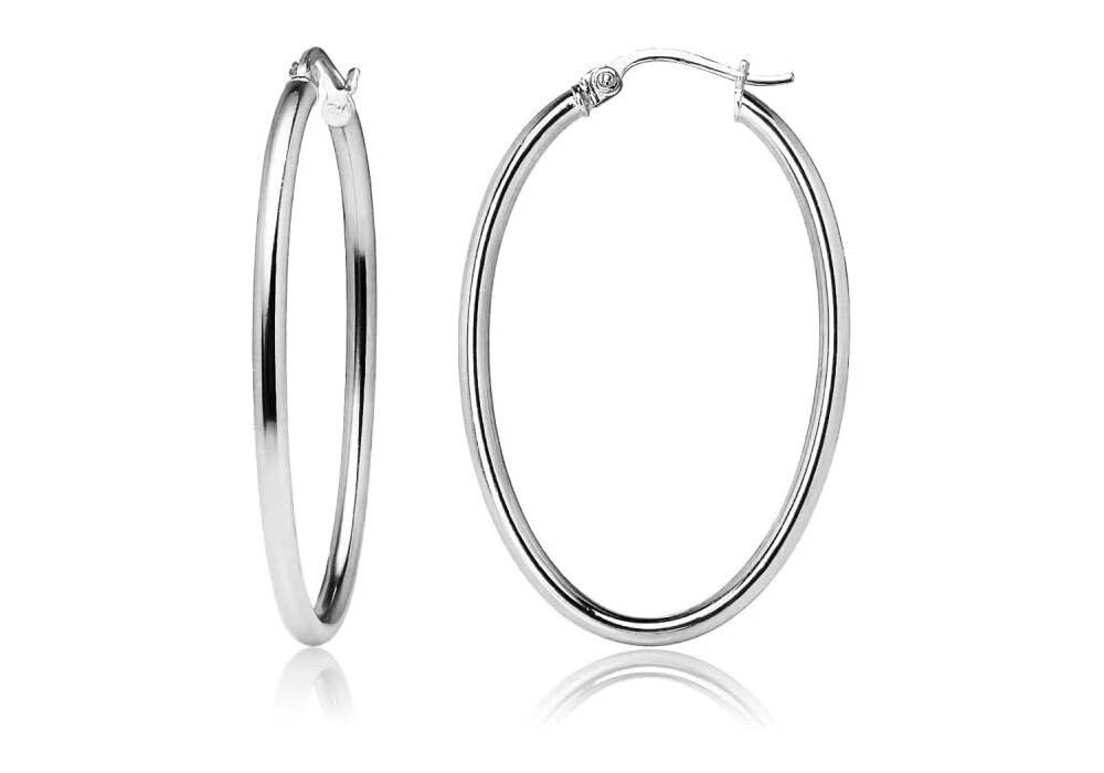 oval hoop earrings made thick sterling silver