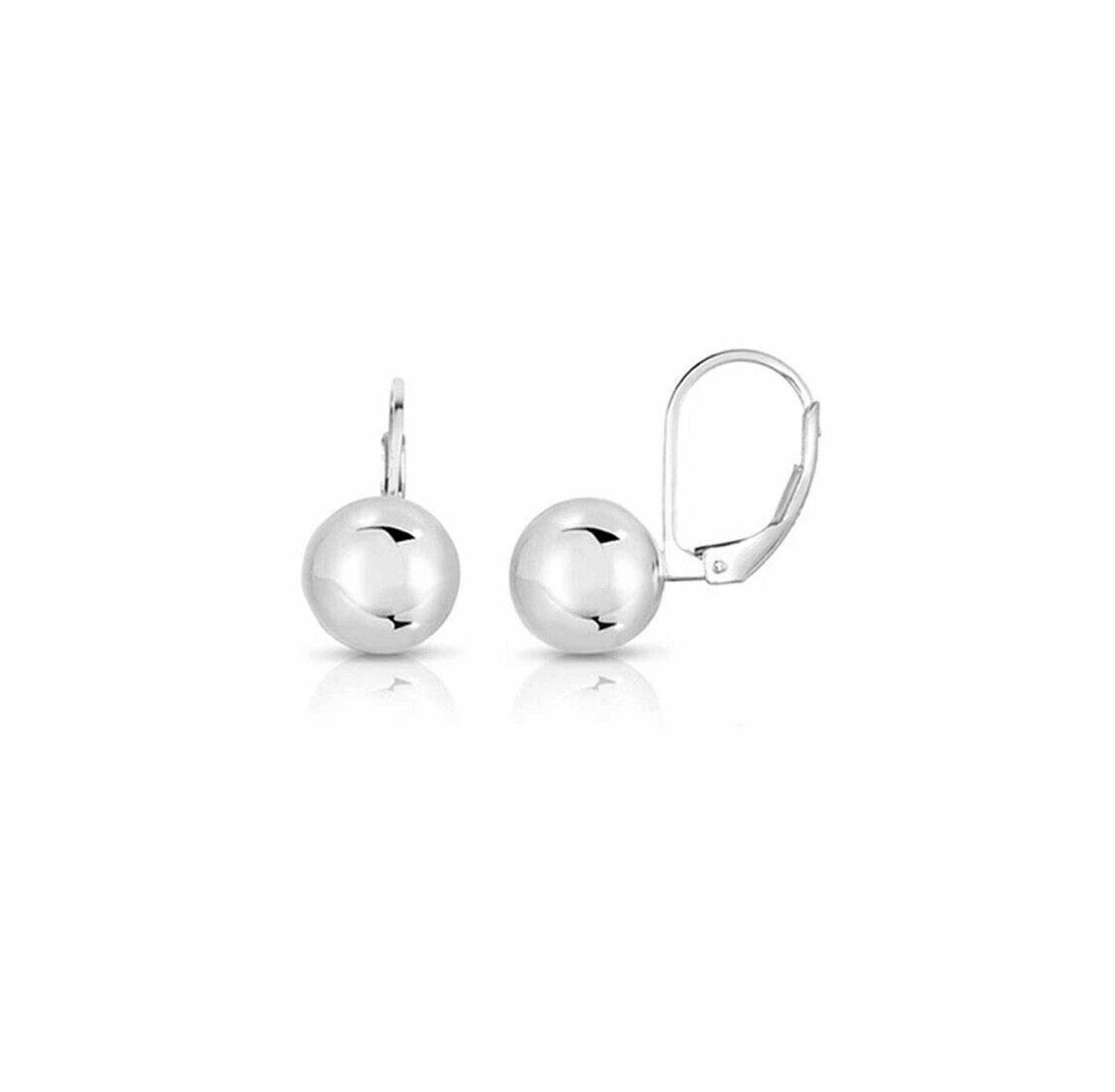 solid sterling silver leverback ball earrings, stylish earrings for women, perfect gift idea