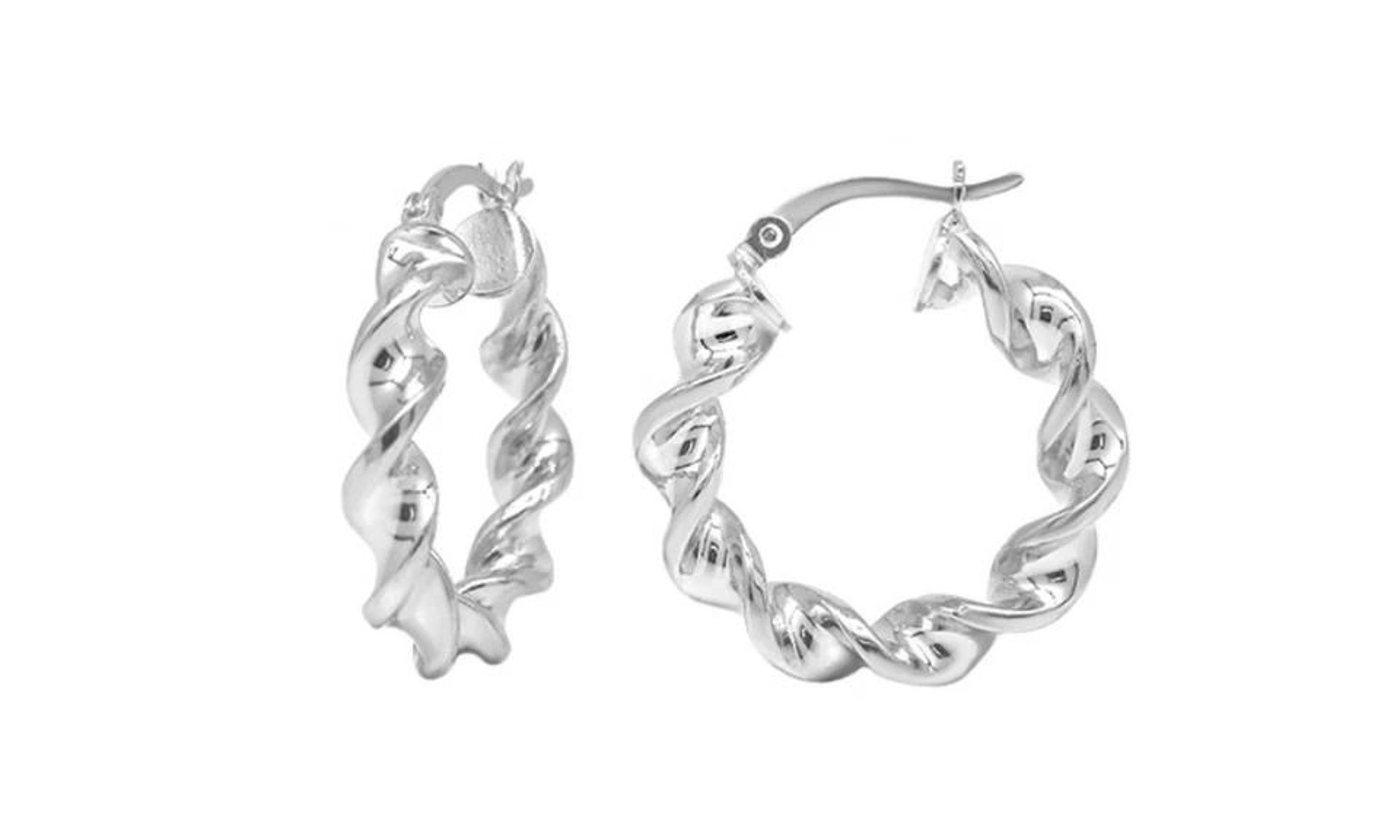 solid sterling silver twisted hoop earrings, sterling silver huggie earrings for women, gold or rose gold plated
