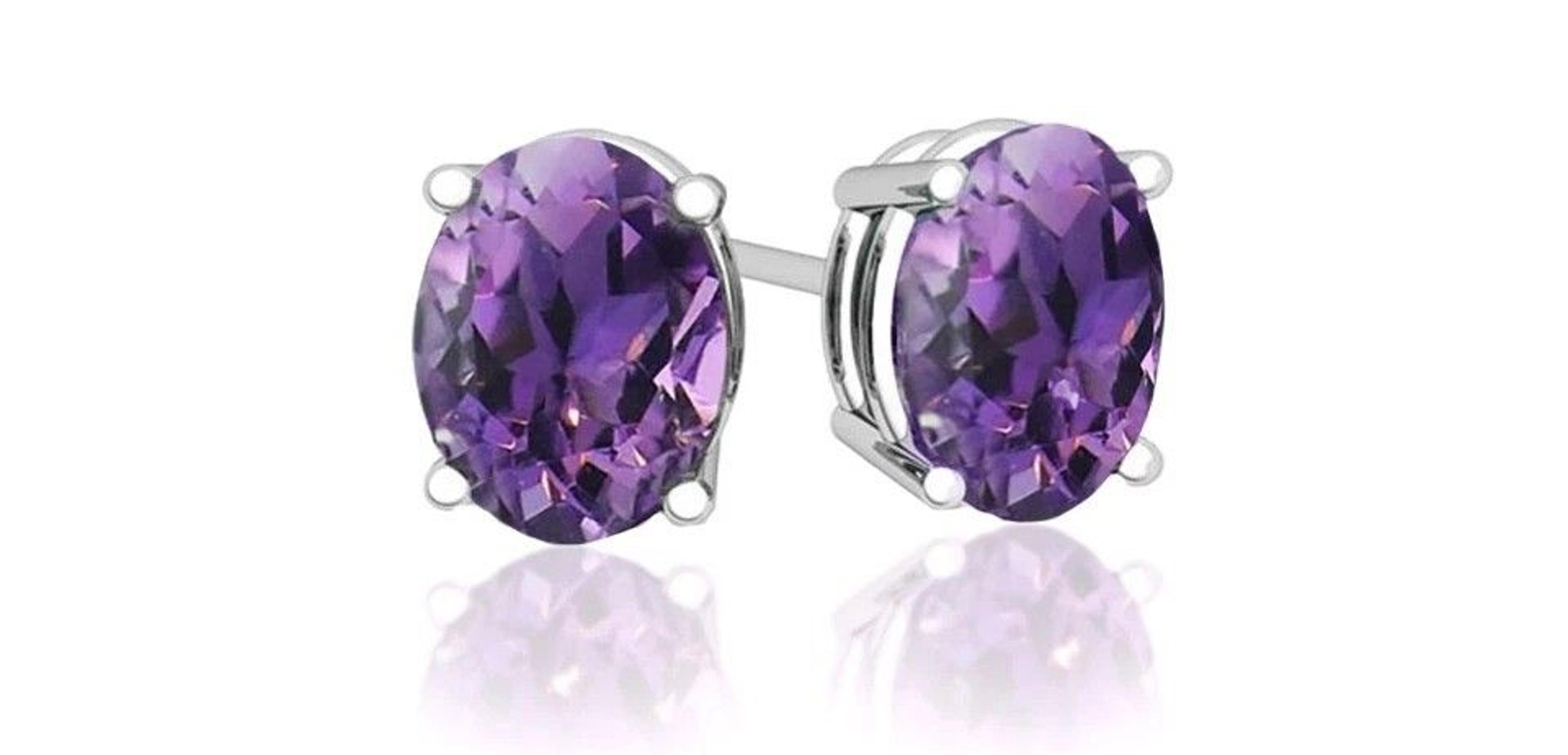 cubic zirconia stud earrings in sterling silver, clear amethyst cz, round & square, 6mm, perfect gift for women