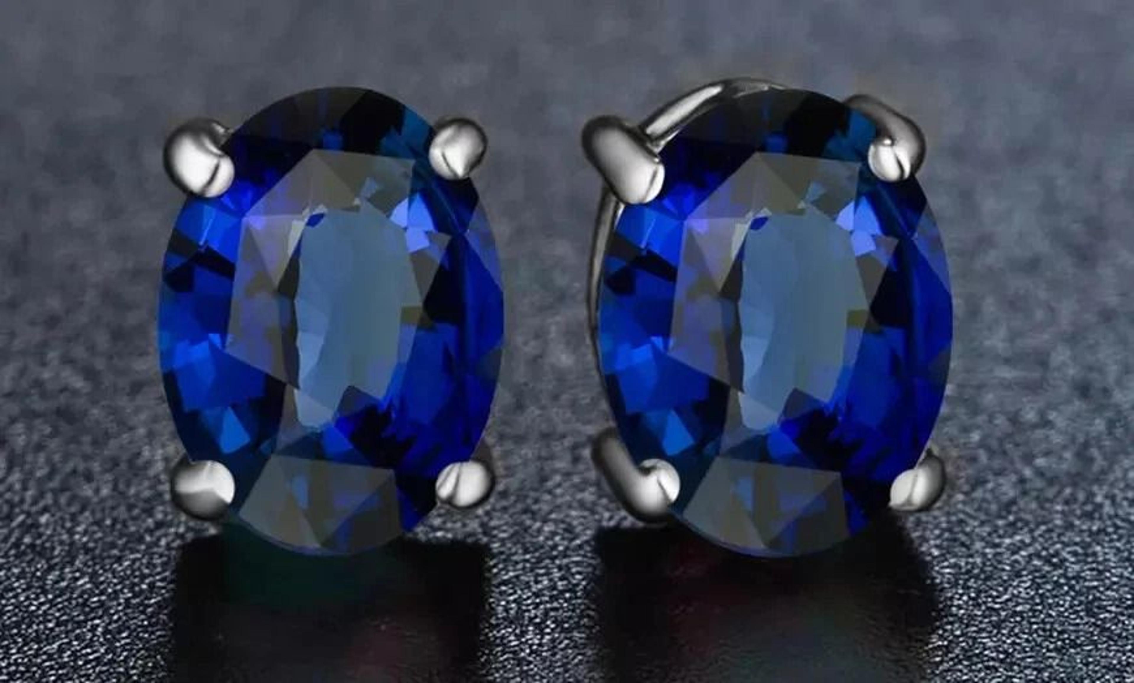 stunning oval cut sterling silver stud earrings, cttw lab created sapphire stones, september birthstone jewelry
