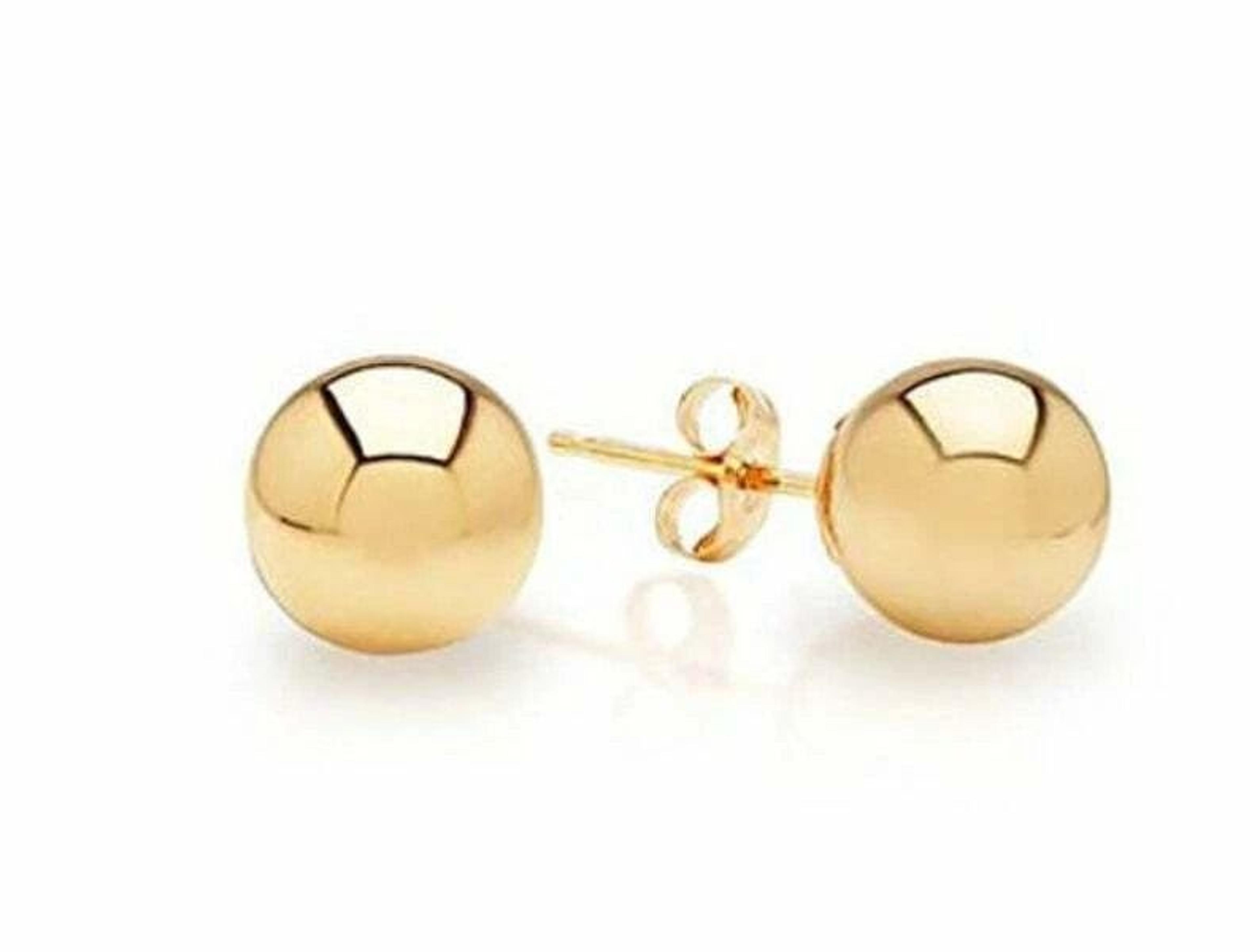 sterling silver ball stud earrings, gold plated ball studs, gold plated studs, butterfly fastening