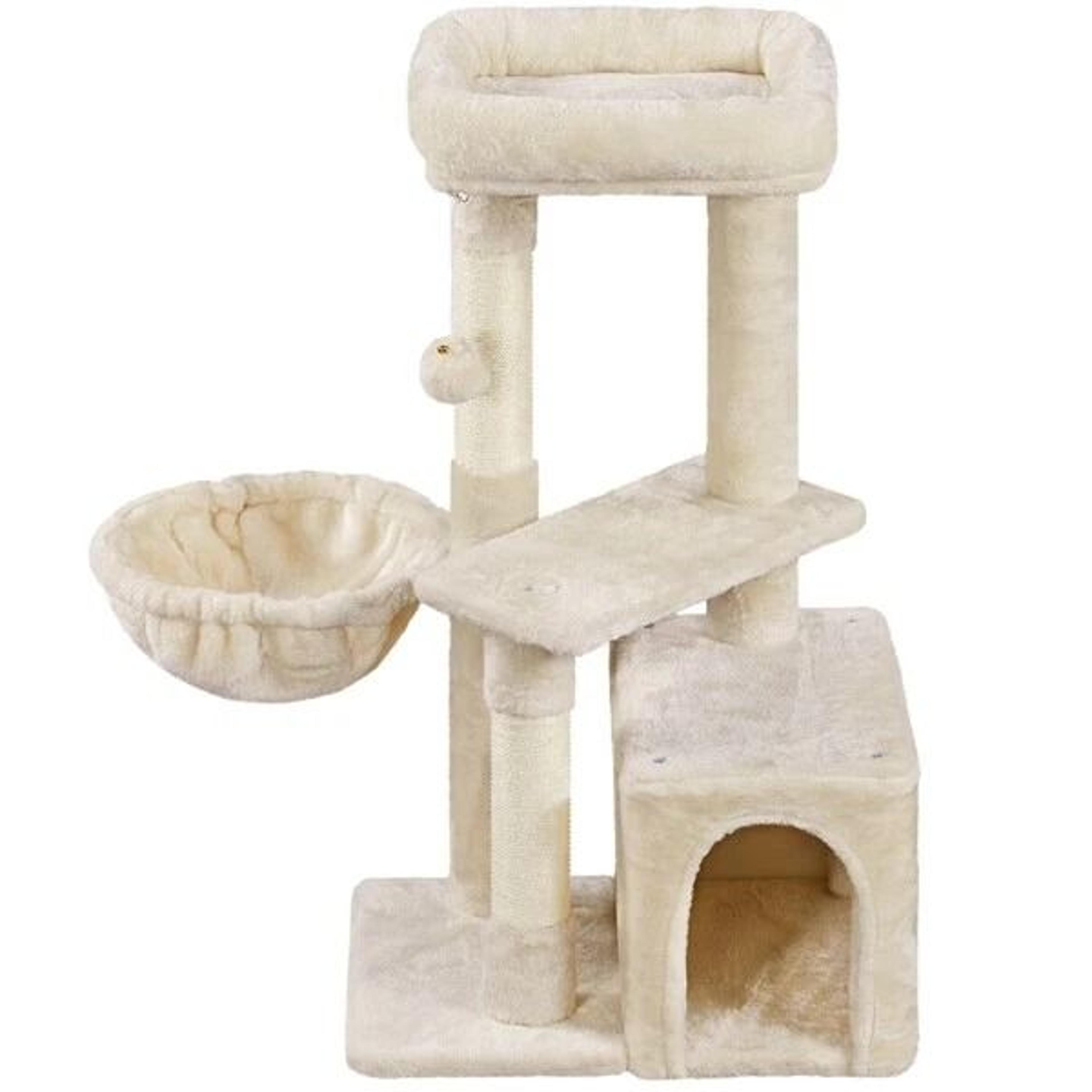 plush cat tree with condo/nest/platform for indoor kittens cozy cat furniture