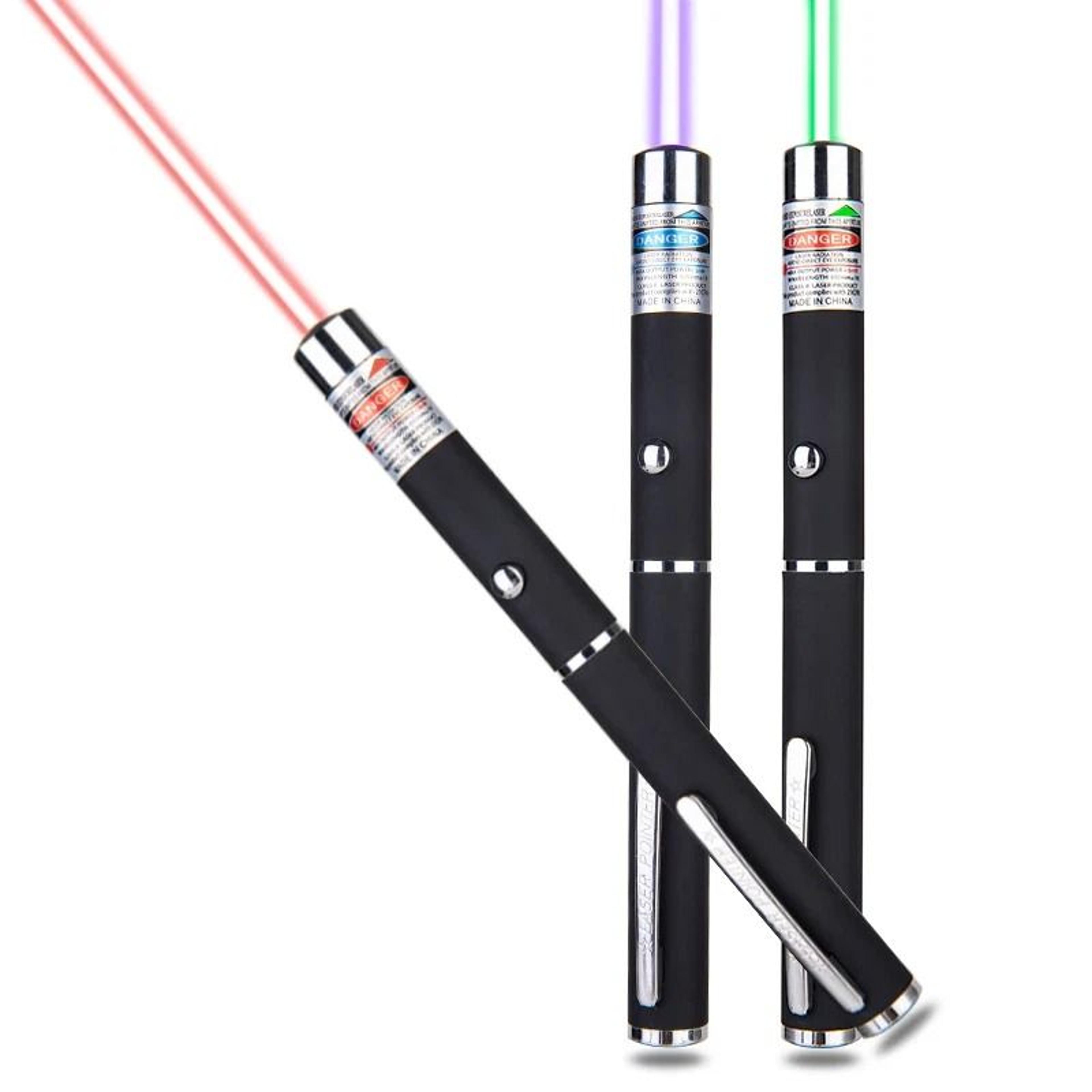 laser pointer pen green, blue, red light, visible beam for pets & presentations