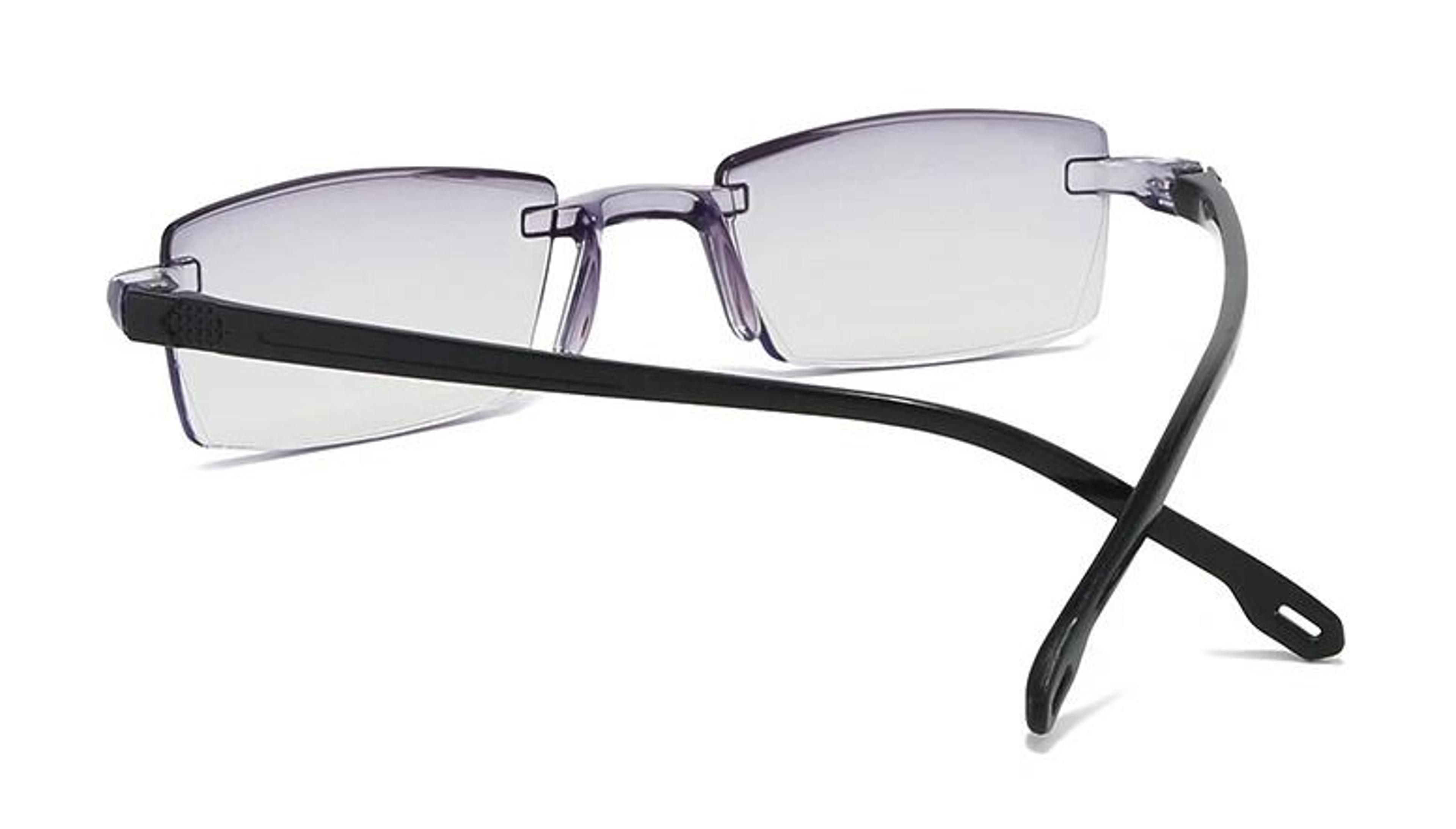 mens rimless blue light blocking reading glasses, unisex, polycarbonate lenses
