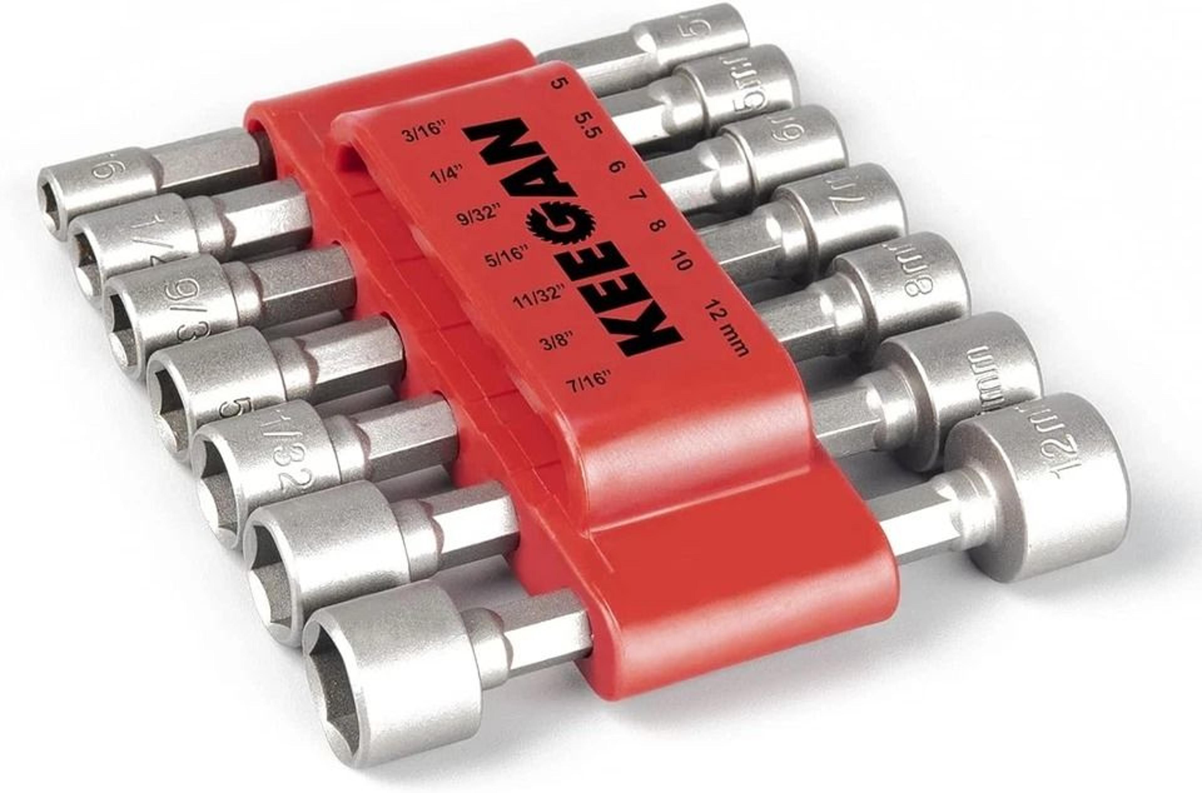 power nut driver bit set, quick change, hex shank, mm & sae impact