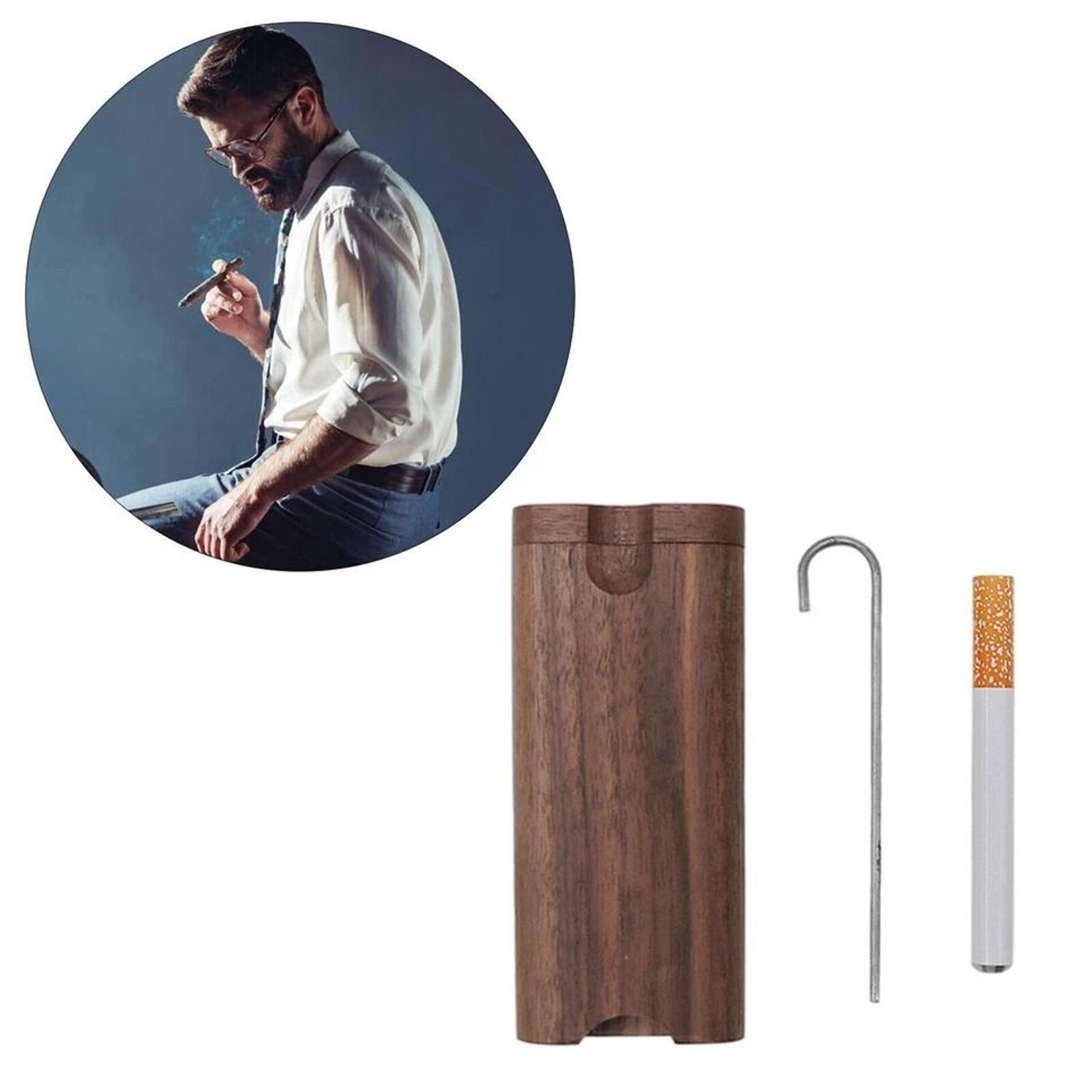 wooden dugout pipe self-cleaning one hitter kit metal bat poker smoking pipe
