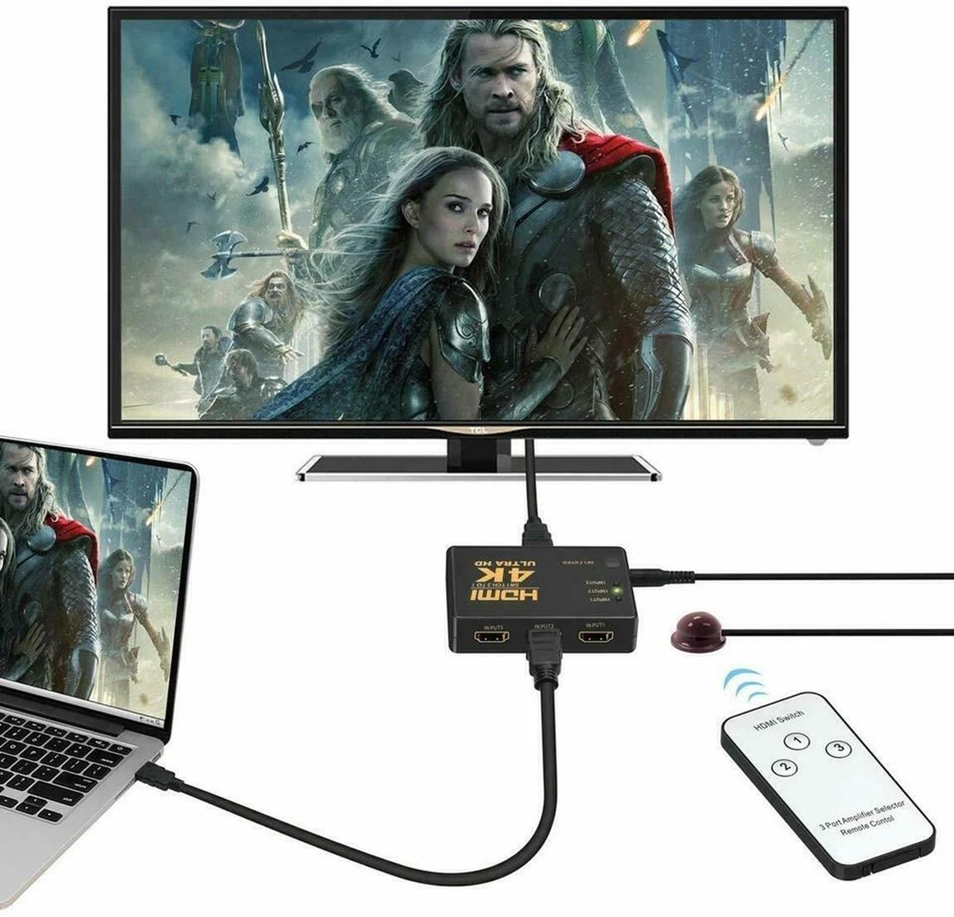 splitter switcher box with ir remote control hdmi hub, easy setup
