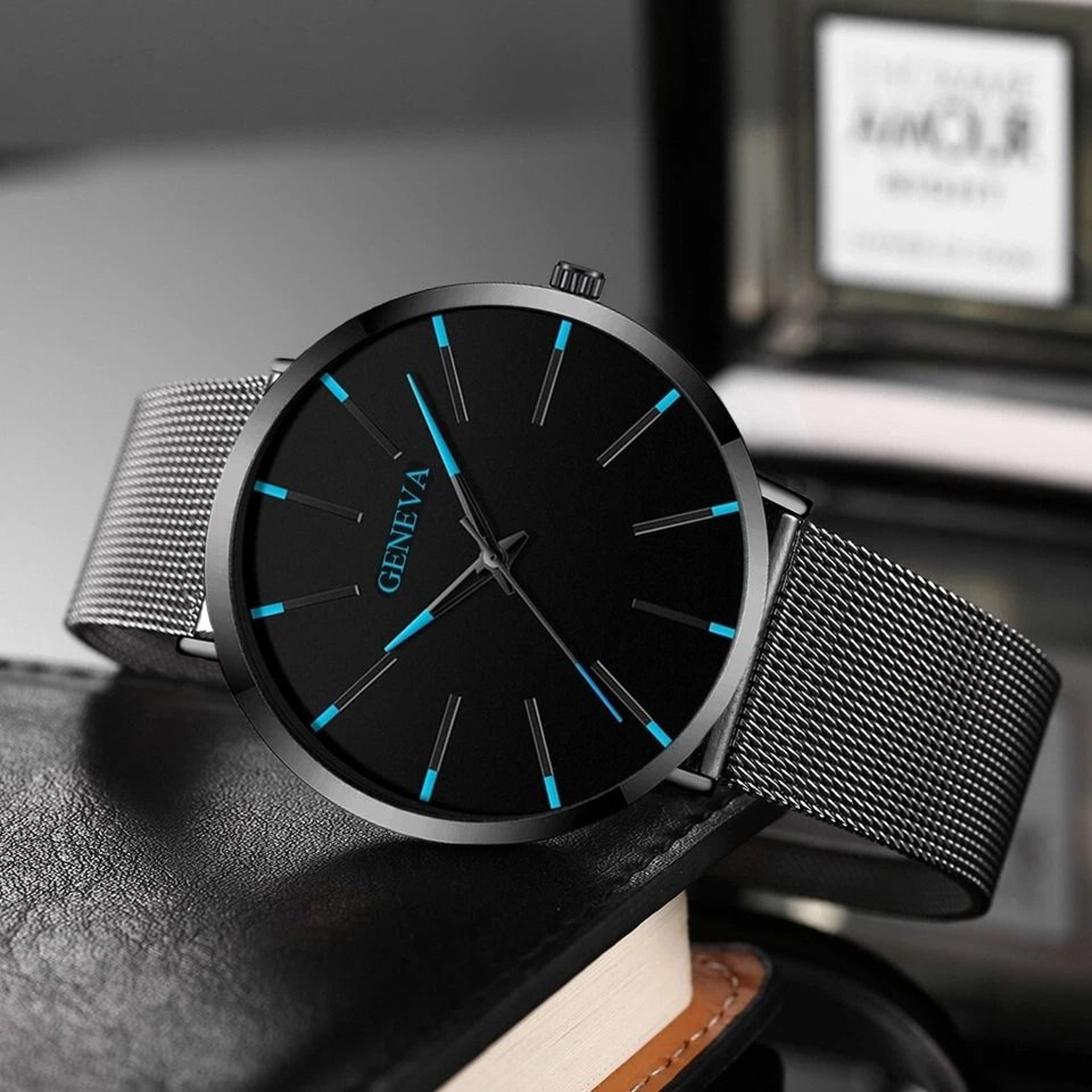 waterproof men's stainless steel watch with luminous dial classic business timepiece
