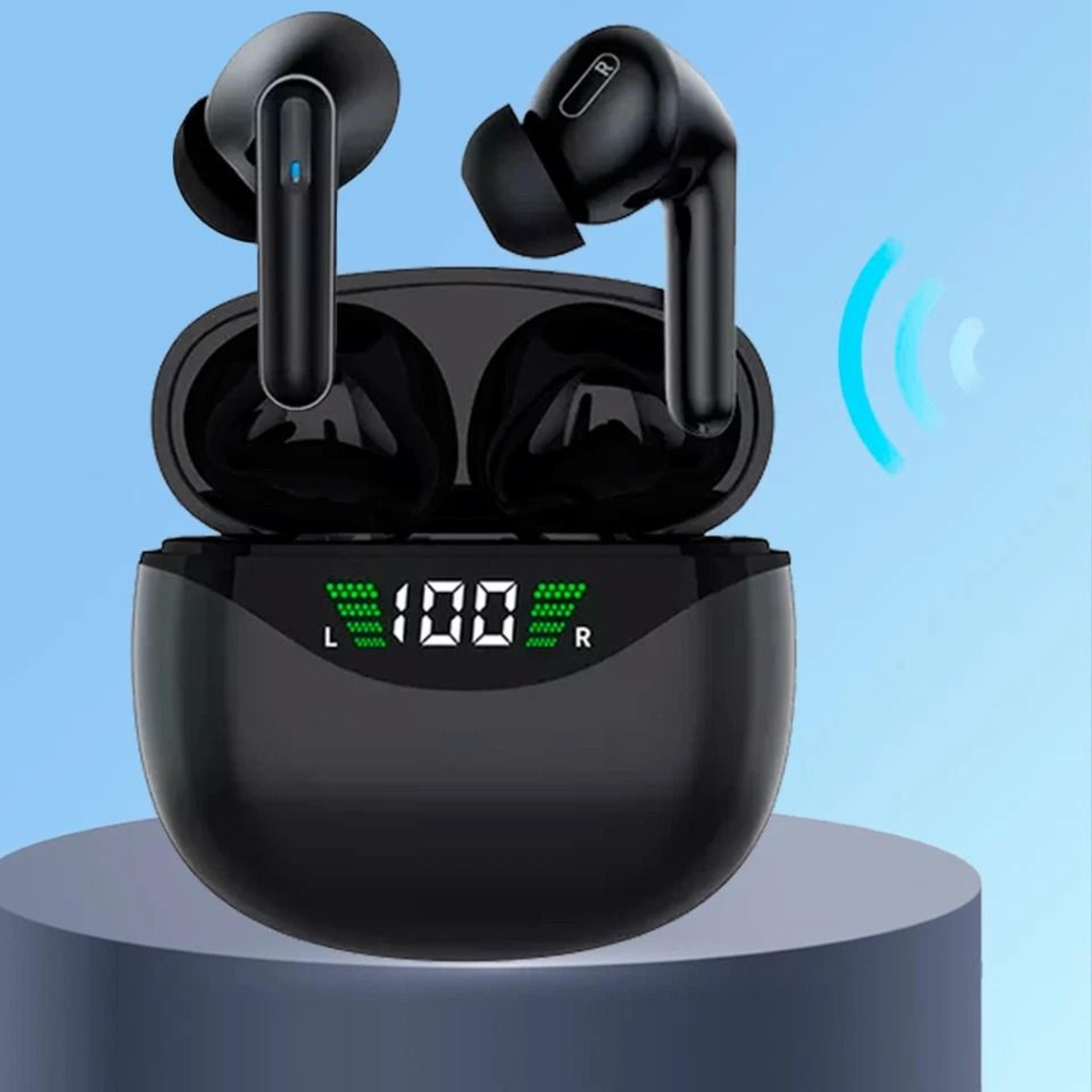 bluetooth earbuds wireless noise cancelling tws headset, waterproof with smart touch control & led display charging