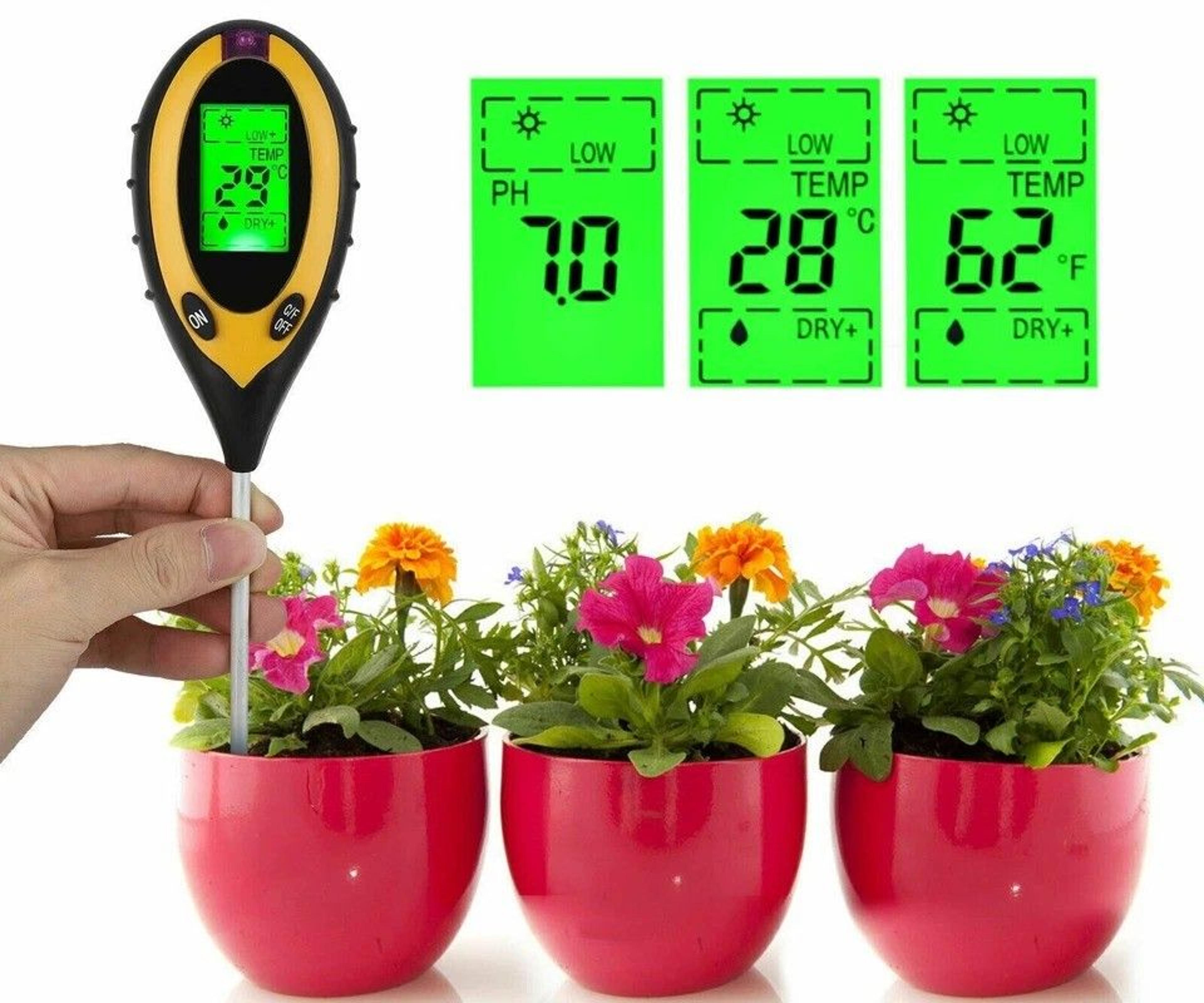 digital soil tester for ph, moisture, temperature & sunlight accurate plant care meter for gardeners and farmers