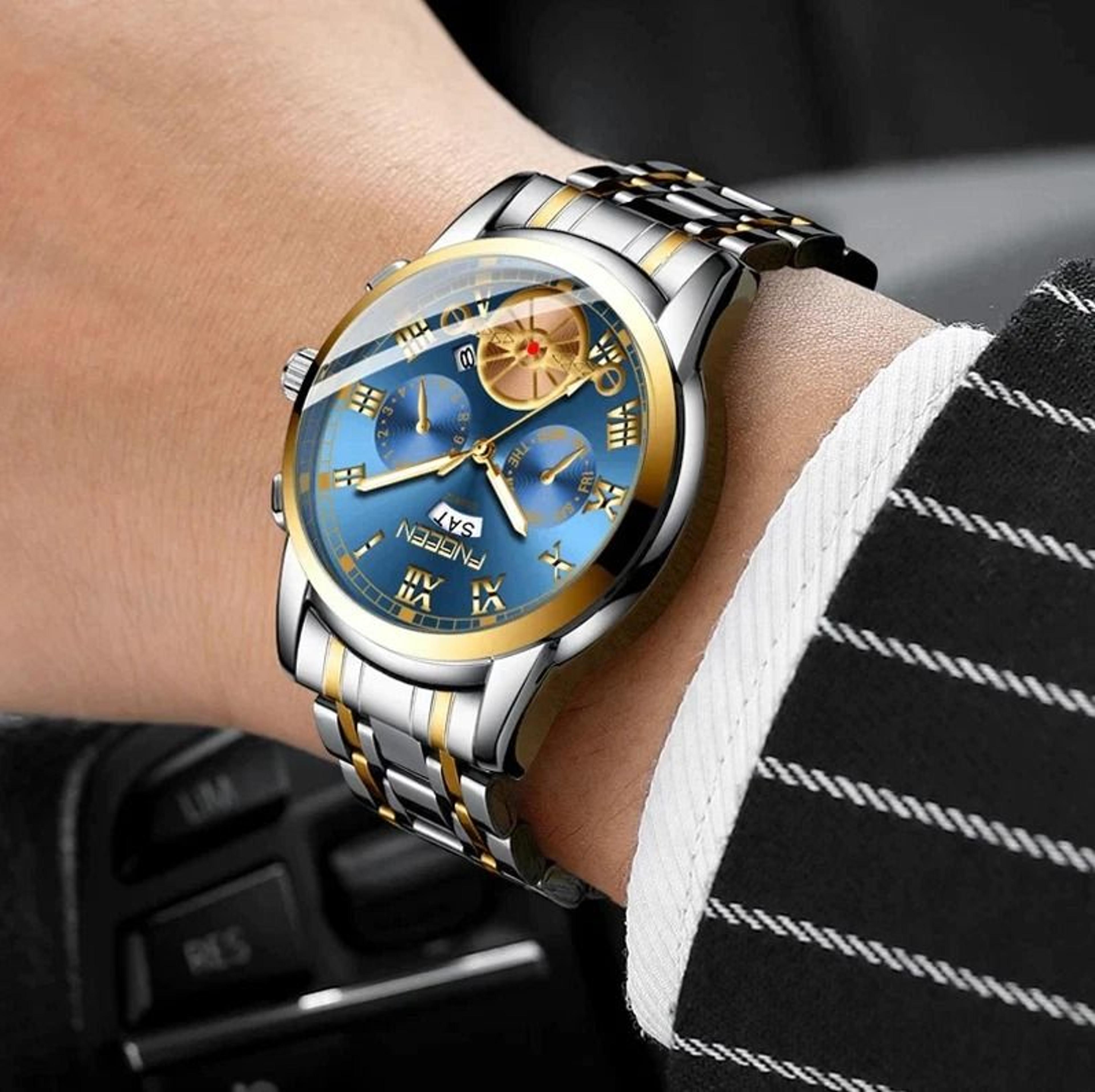 men's classic stainless steel watch with luminous movement
