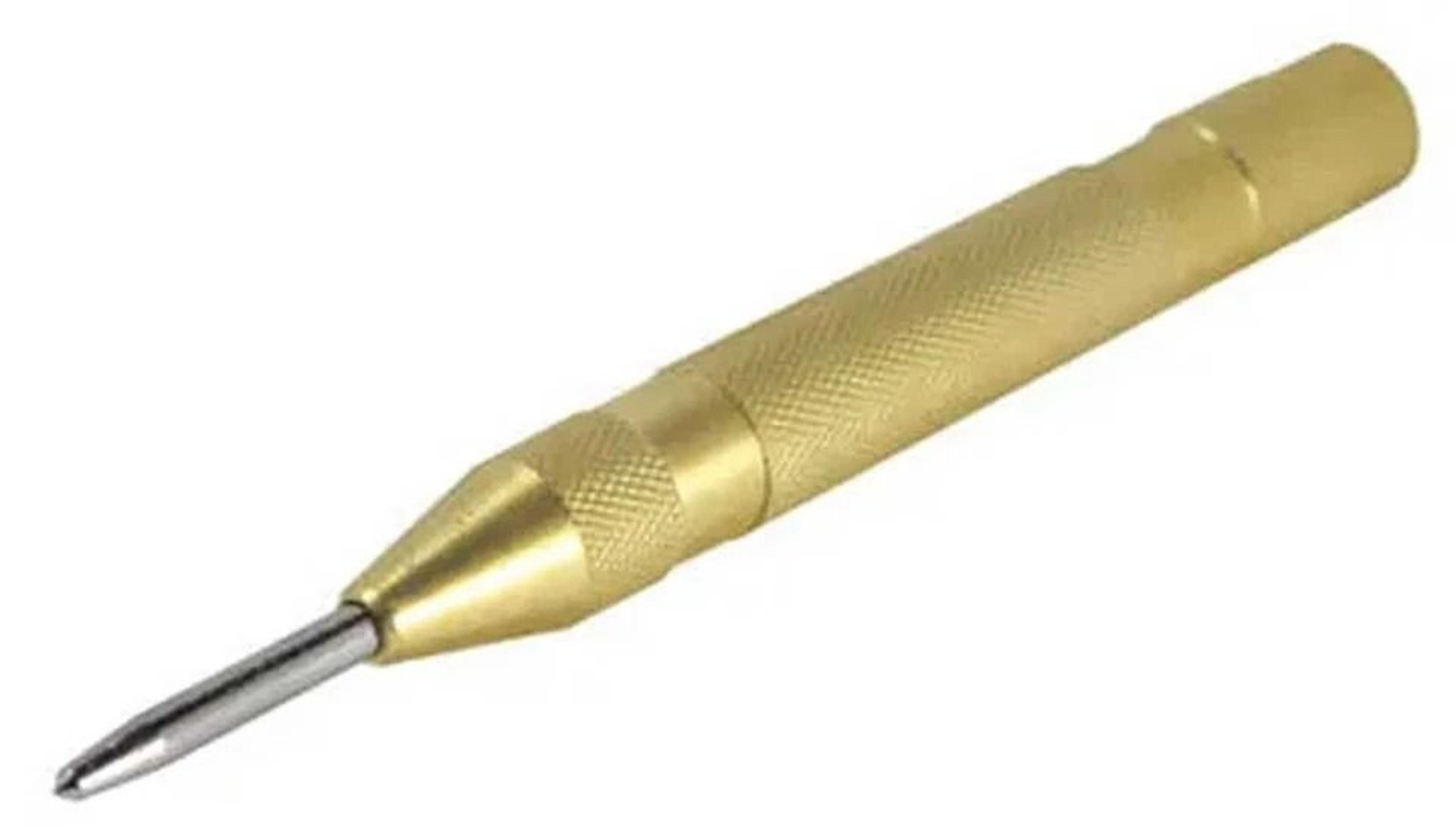 heavy-duty adjustable automatic center punch tool with spring loaded action for precision metal drilling