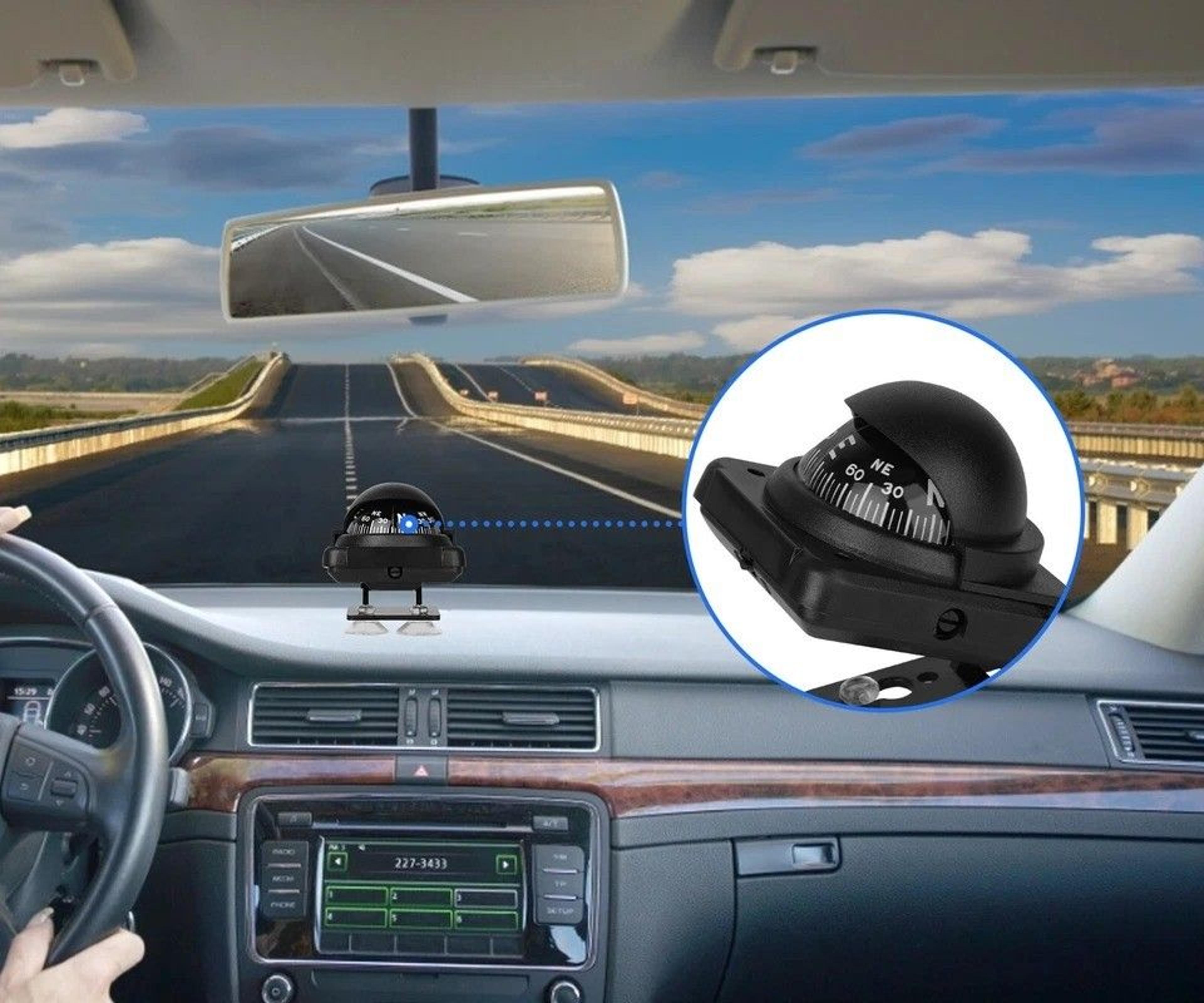 adjustable vehicle dashboard navigation compass ball for marine, truck, boat