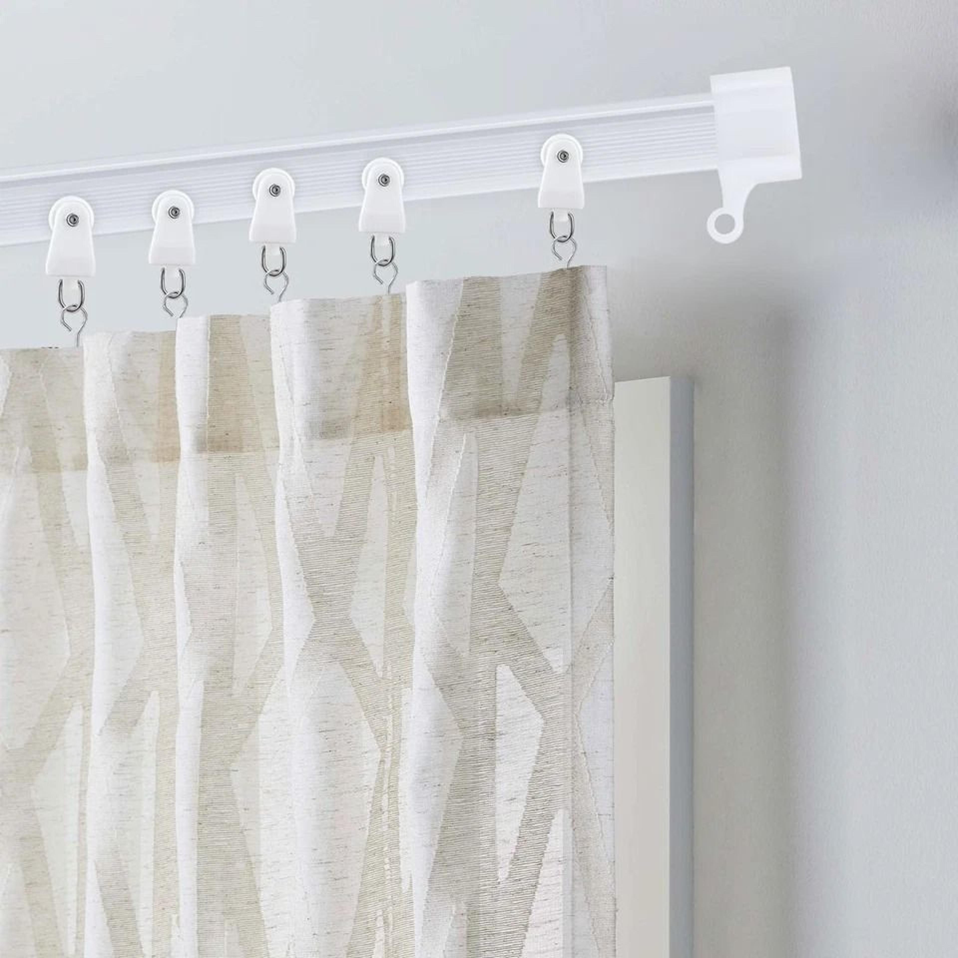 flexible ceiling curtain track system with hooks and brackets