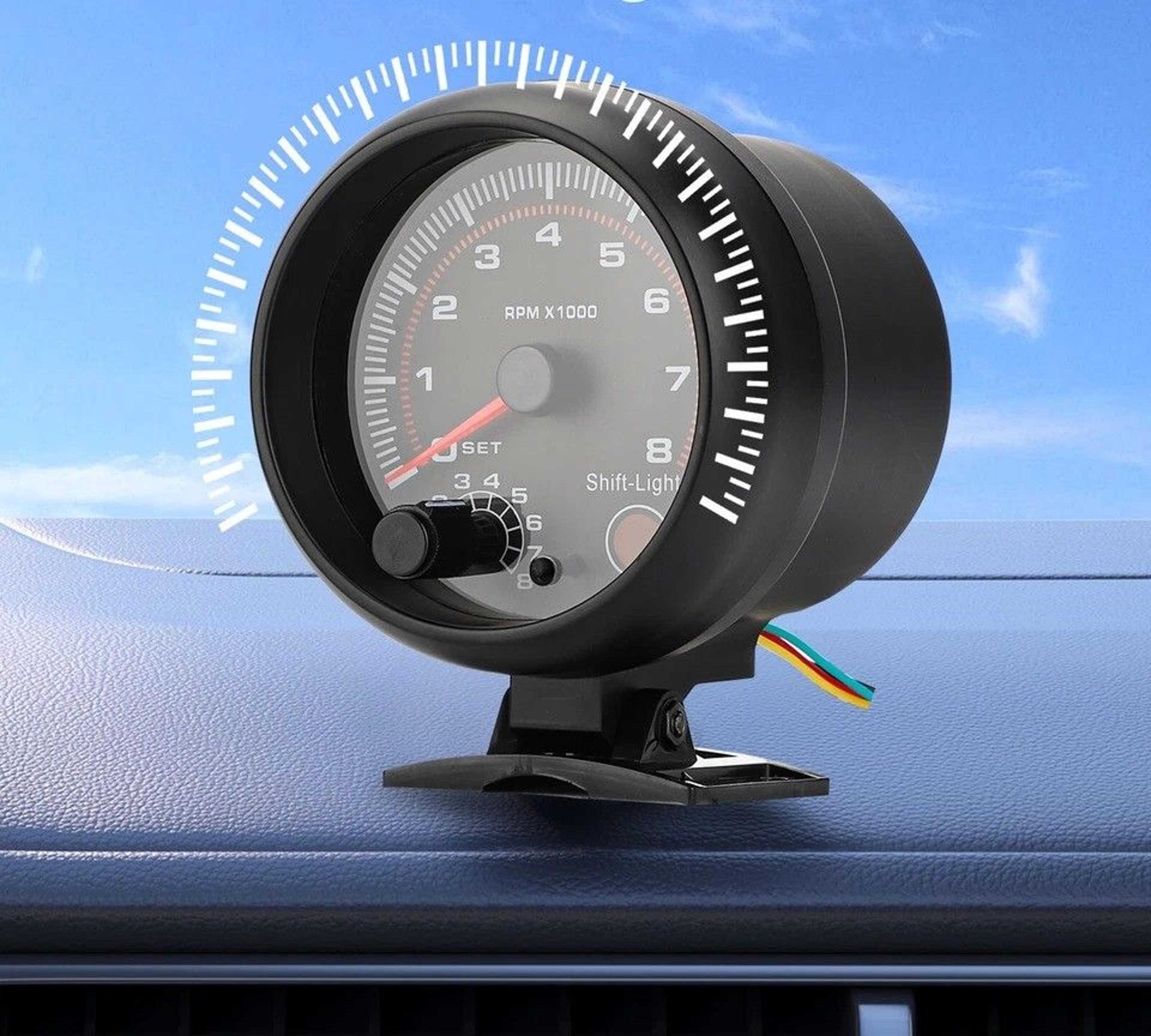 universal car tachometer gauge with led shift light
