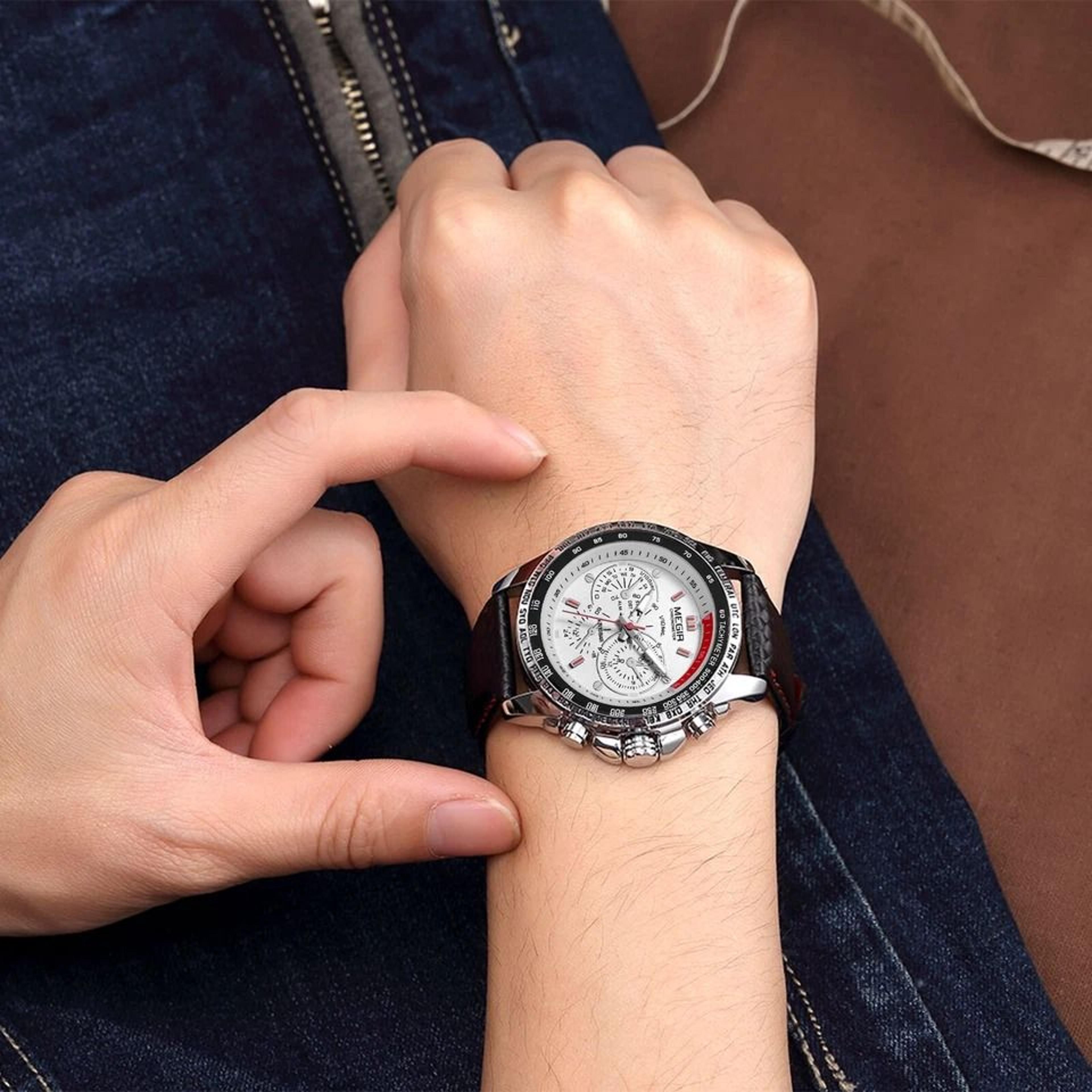 waterproof men's stainless steel analog quartz sports watch durable, stylish & water-resistant