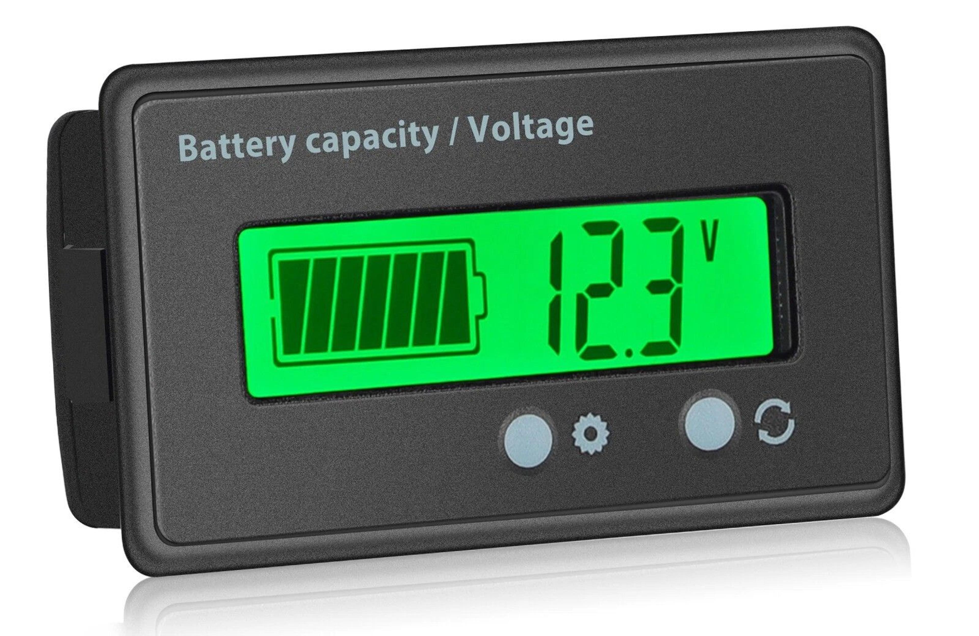 multi-voltage lcd battery status monitor gauge waterproof voltage meter for cars, rvs, boats