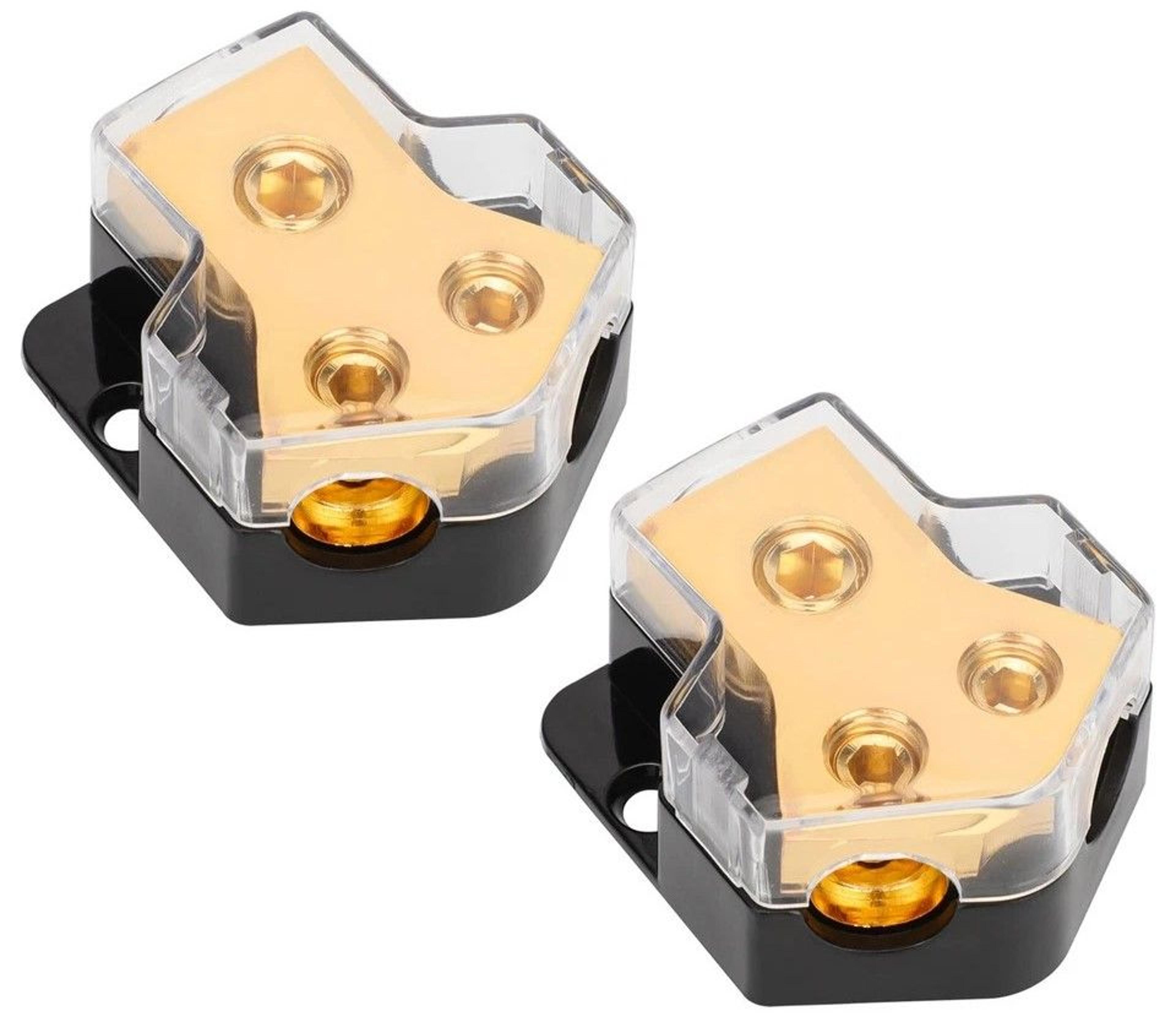 car audio splitter amp power distribution block gauge in, gauge out, with protective cover