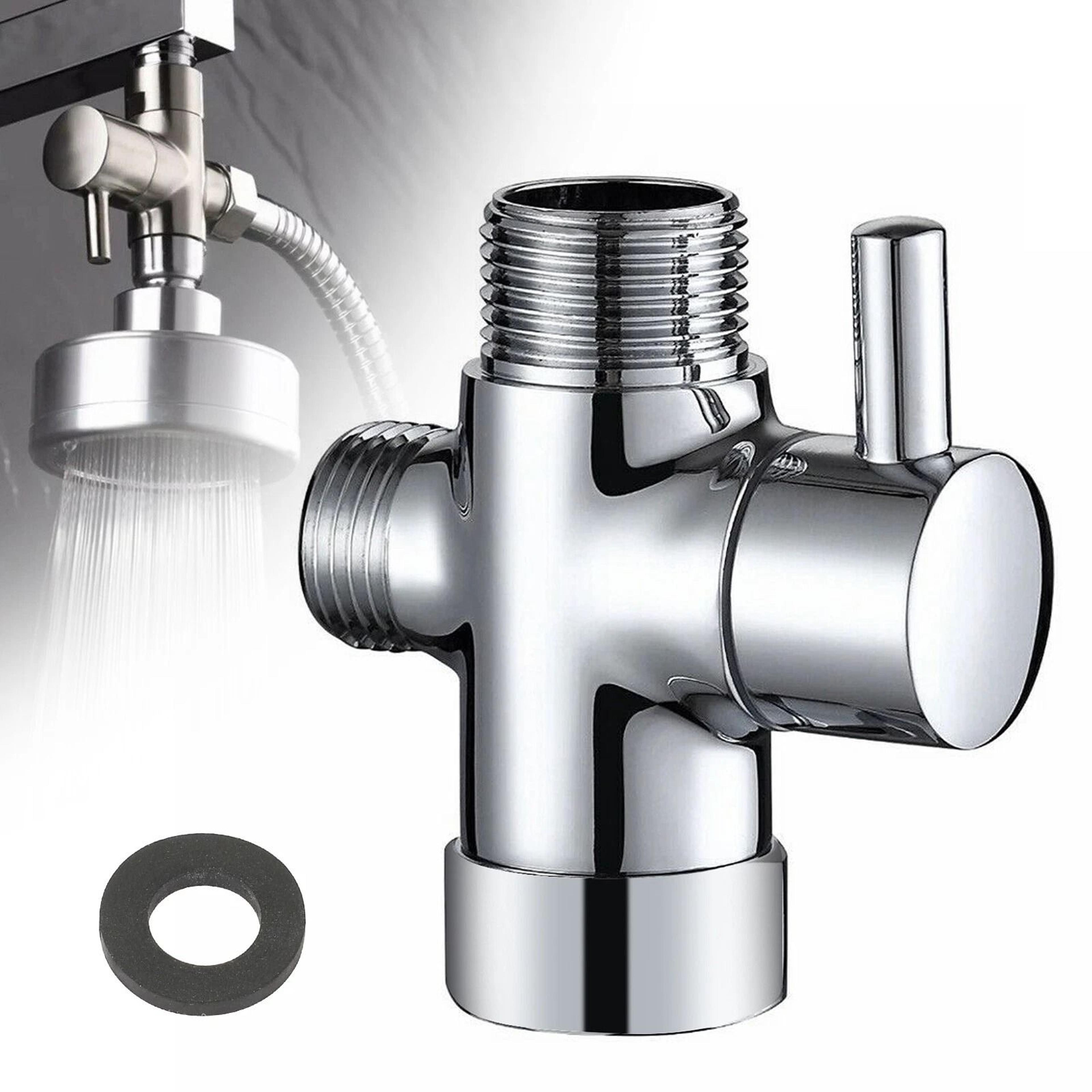 t-adapter shower diverter valve chrome-plated brass water splitter for handheld & fixed showers
