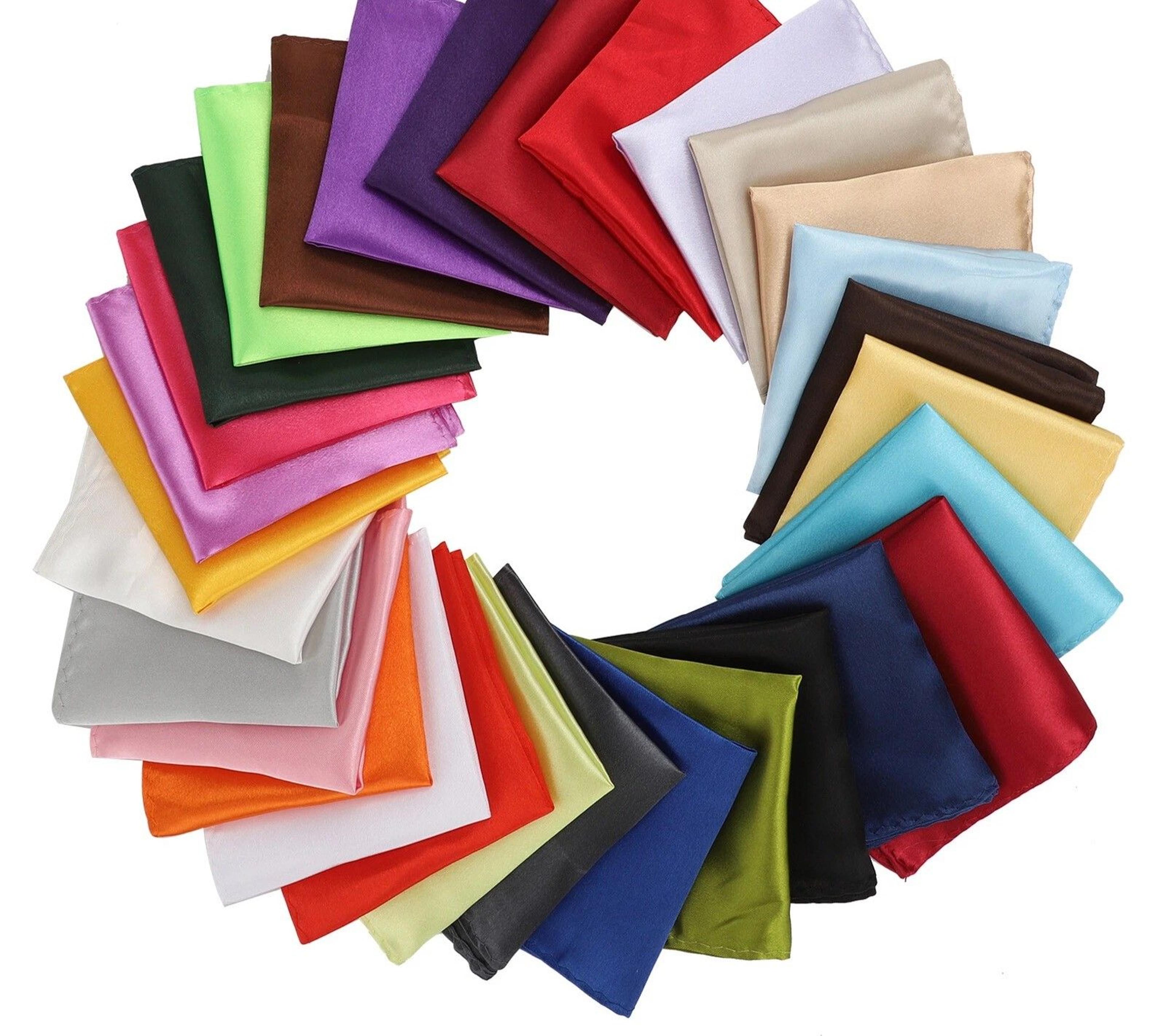 satin silk pocket squares, assorted solid colors for weddings & parties