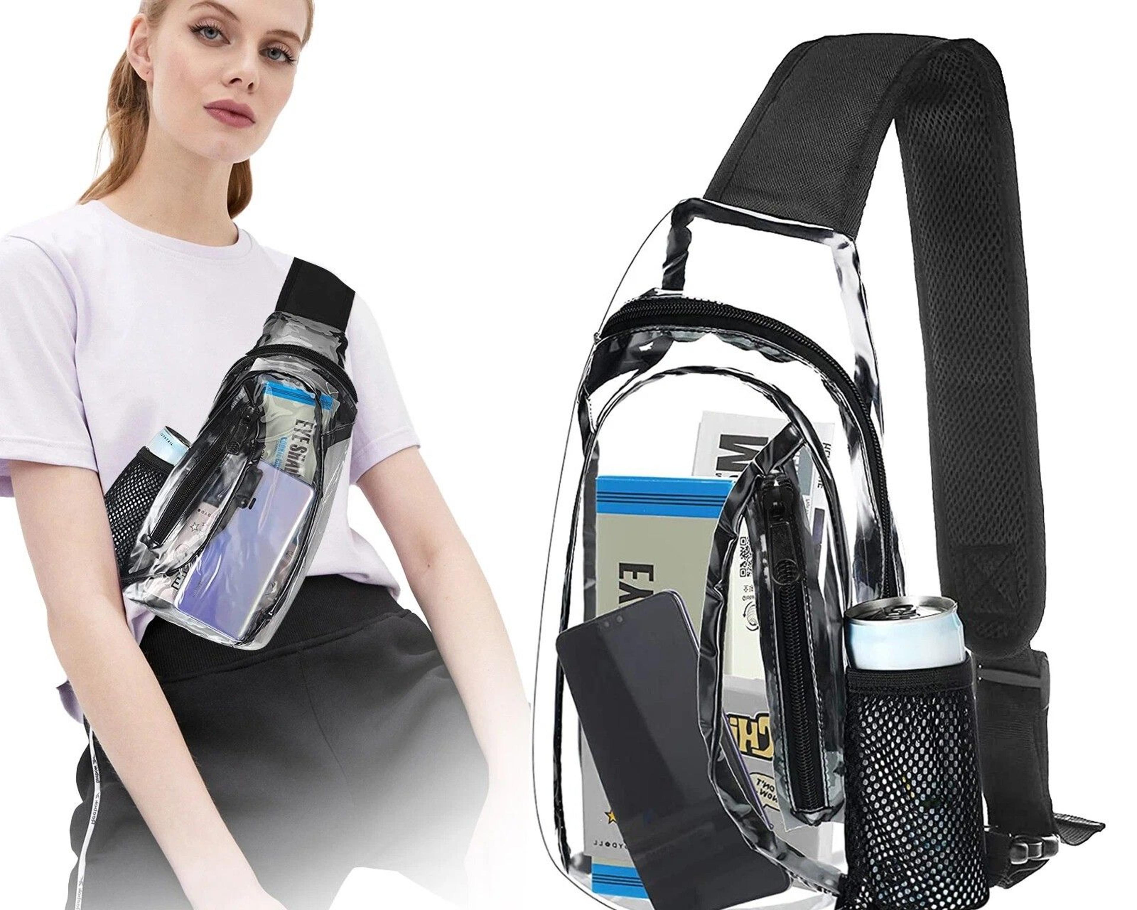 clear sling bag transparent pvc crossbody chest pack with adjustable strap for stadium and travel