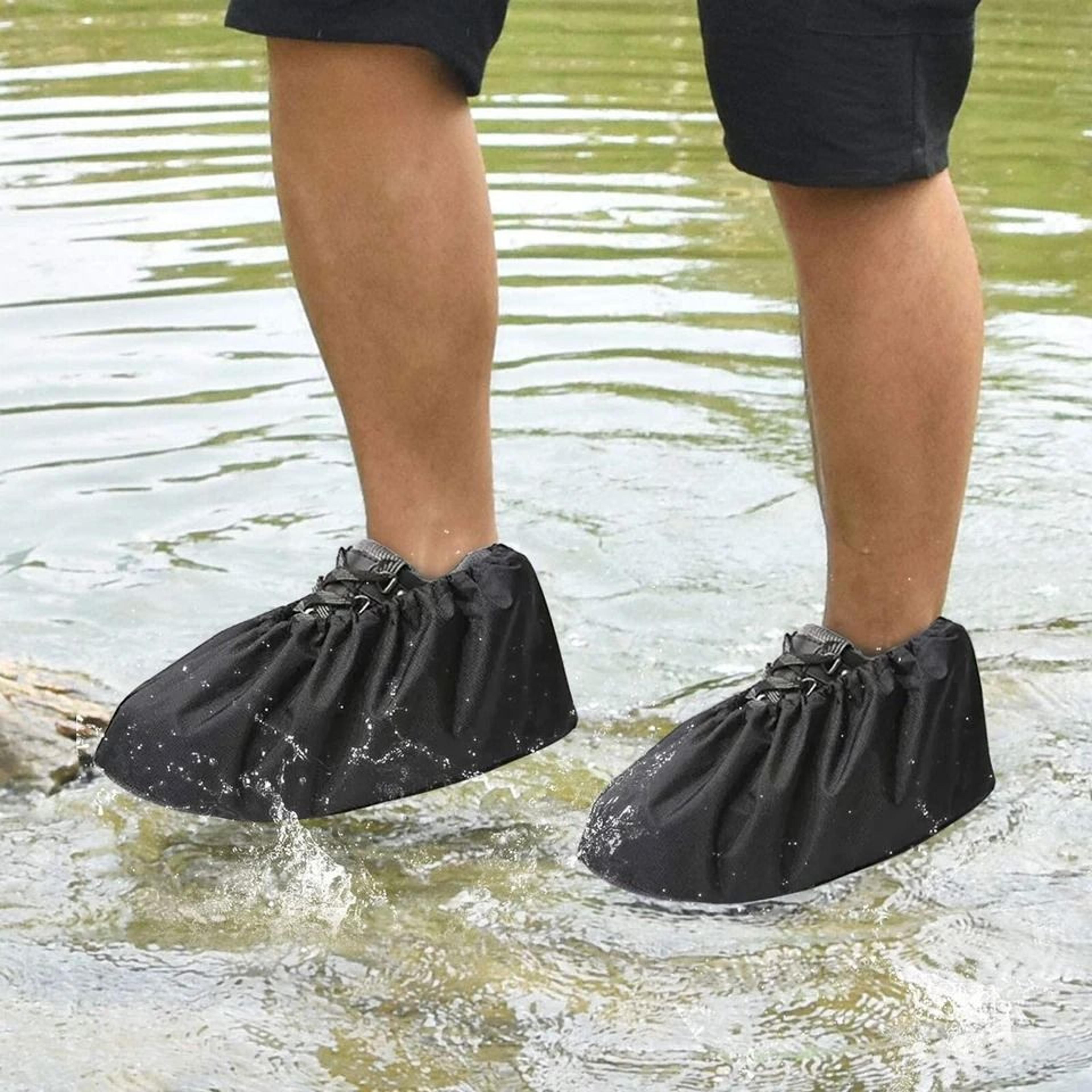 waterproof shoe covers washable, reusable, non-slip sole booties for indoor & outdoor use
