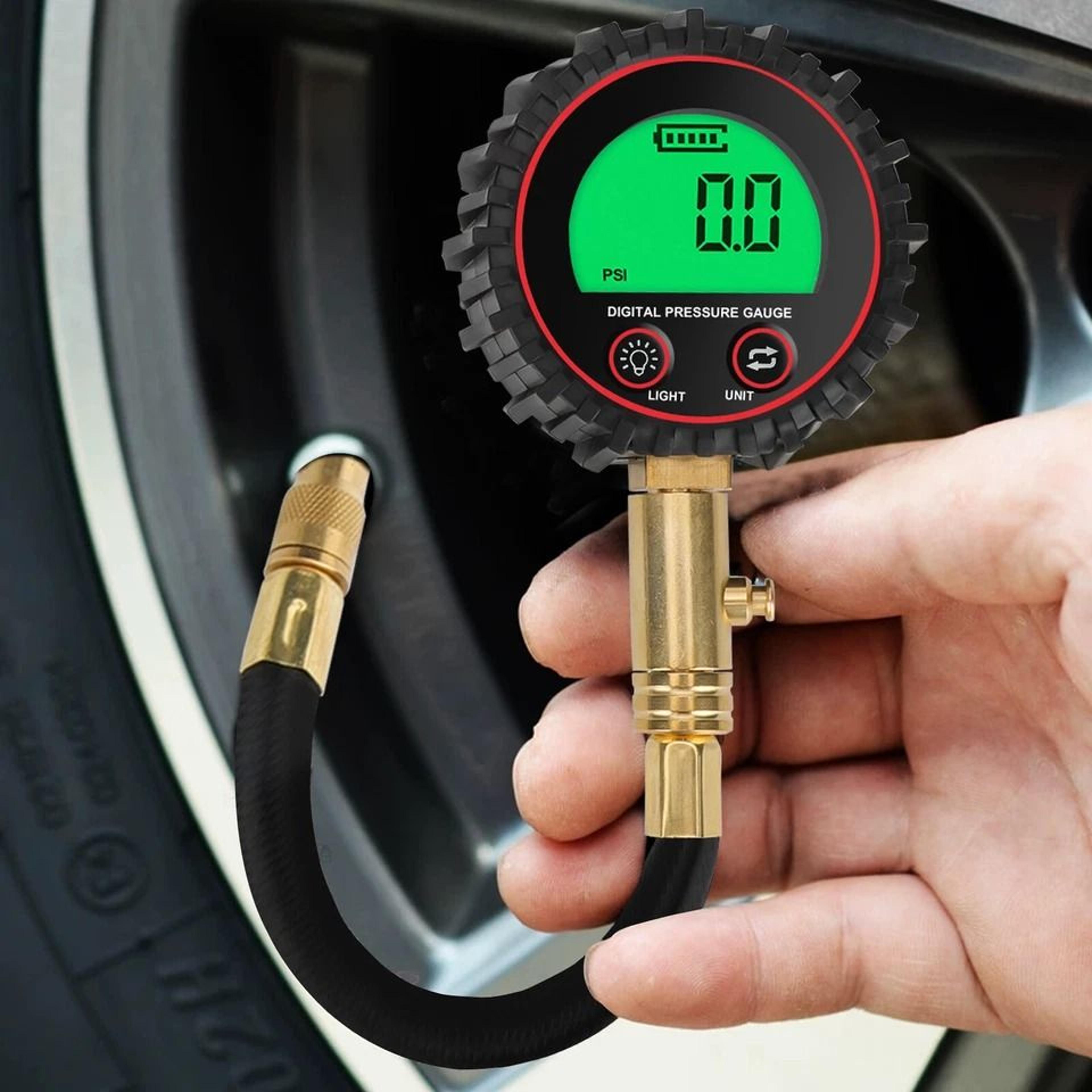 digital tire pressure gauge for car, truck, bike high accuracy meter with lcd display