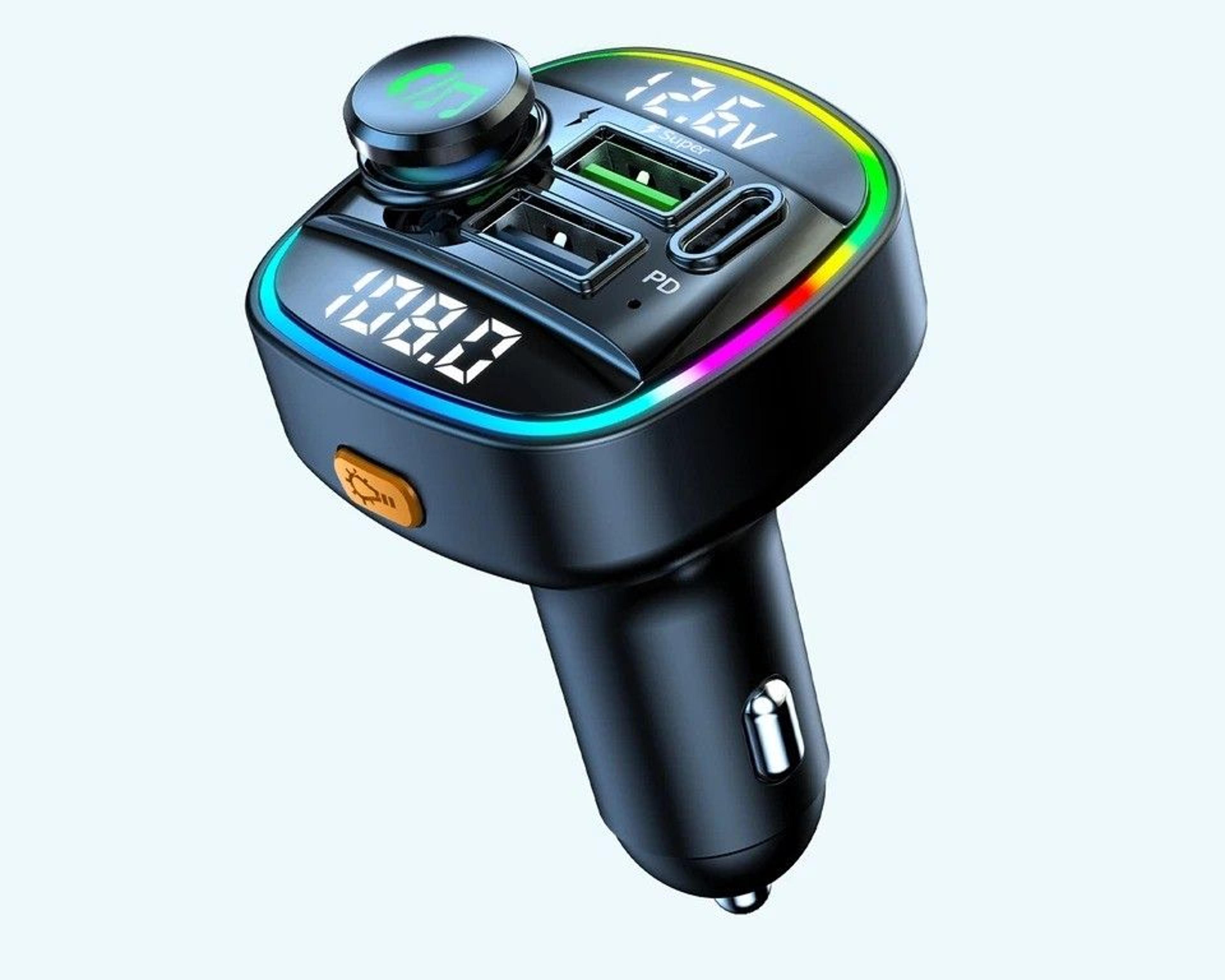 bluetooth fm transmitter car adapter with usb pd charger & hands-free calling