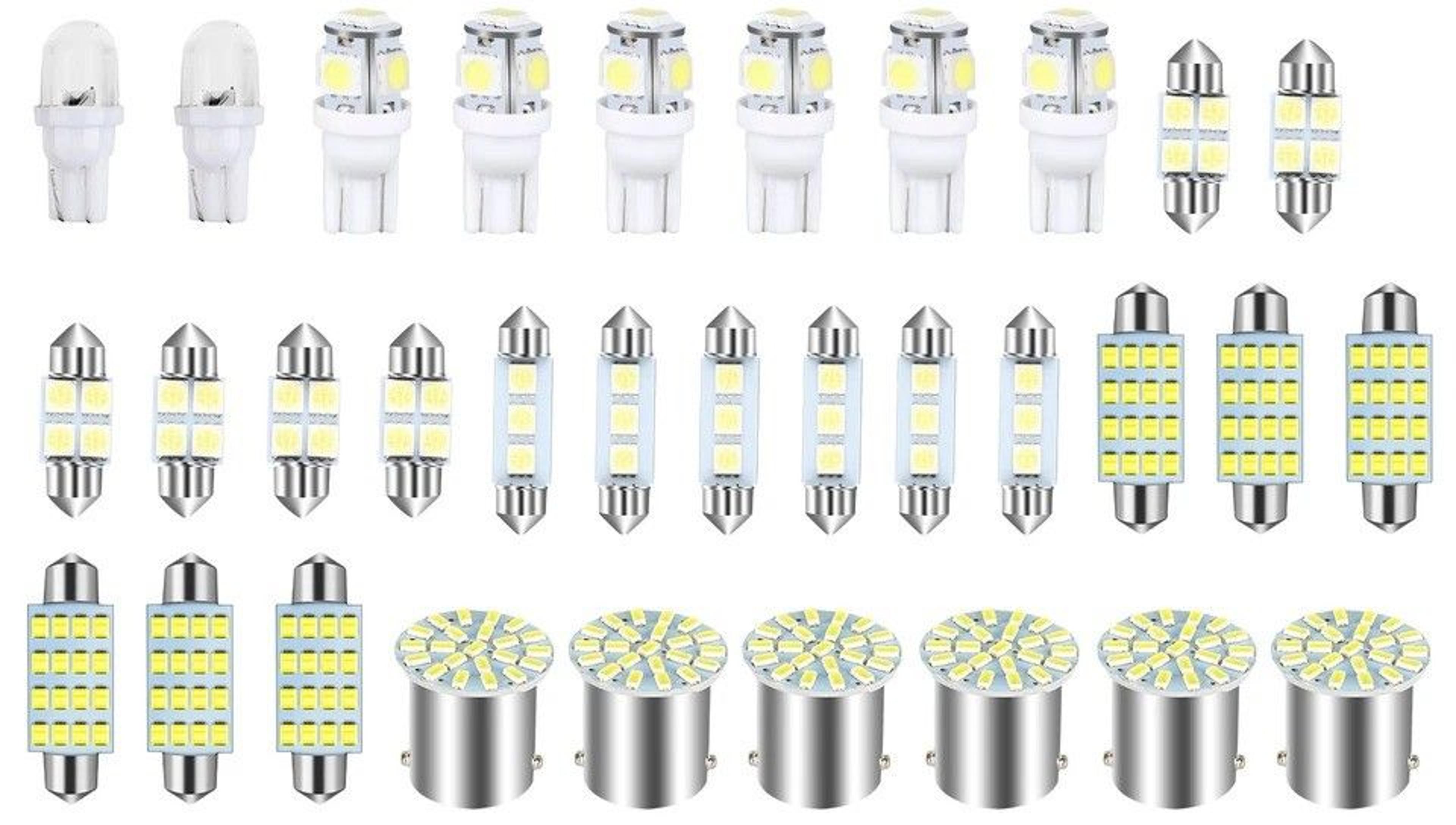 car interior led lights combo kit dome, map, license plate & trunk bulbs