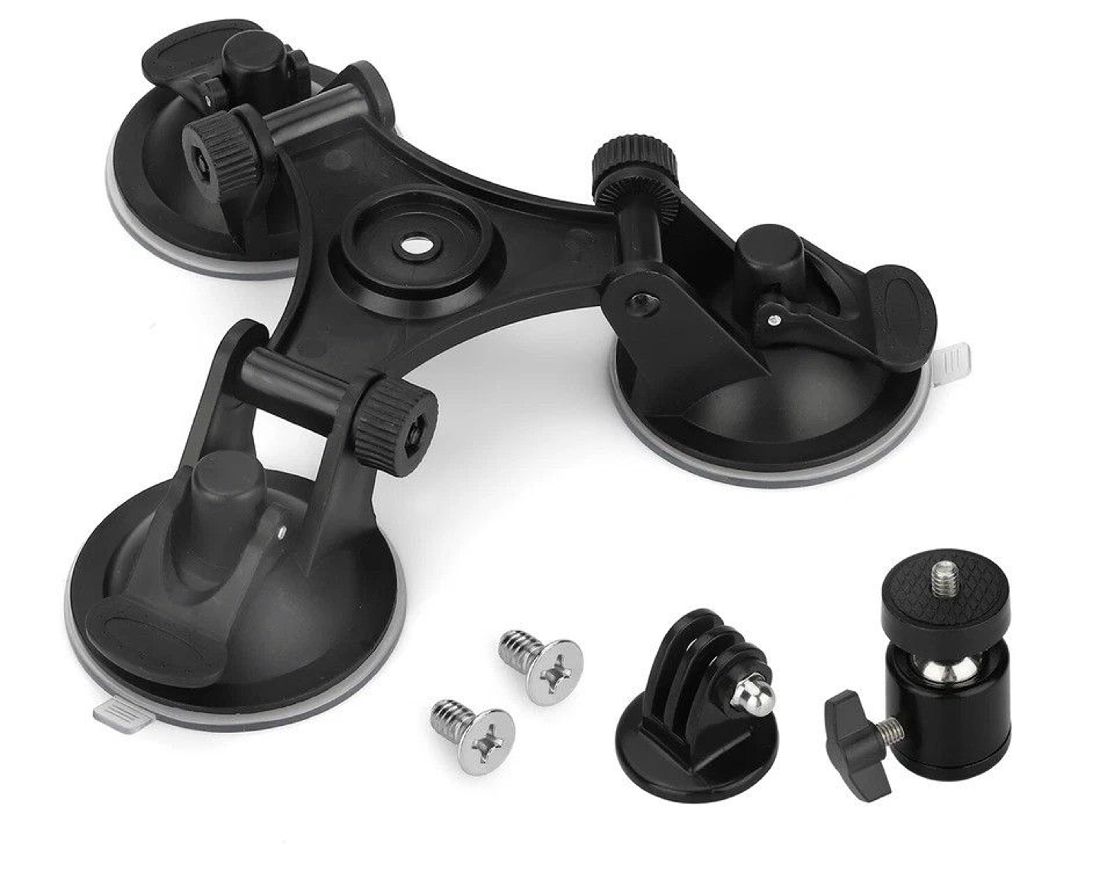 triple suction cup car holder mount for gopro hero & dji osmo action cameras durable & stable