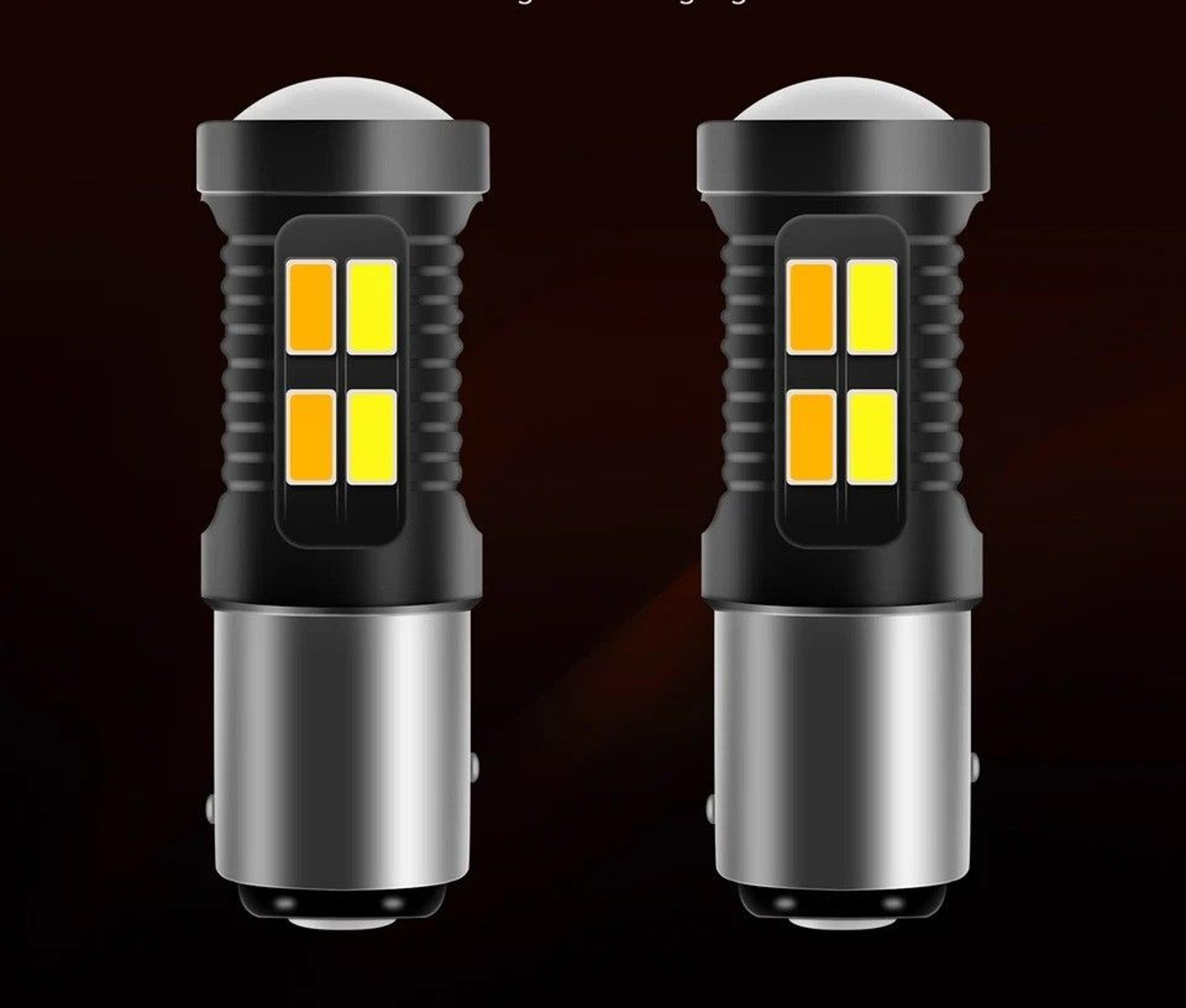 white/amber led drl switchback turn signal parking light bulbs dual color for vehicles